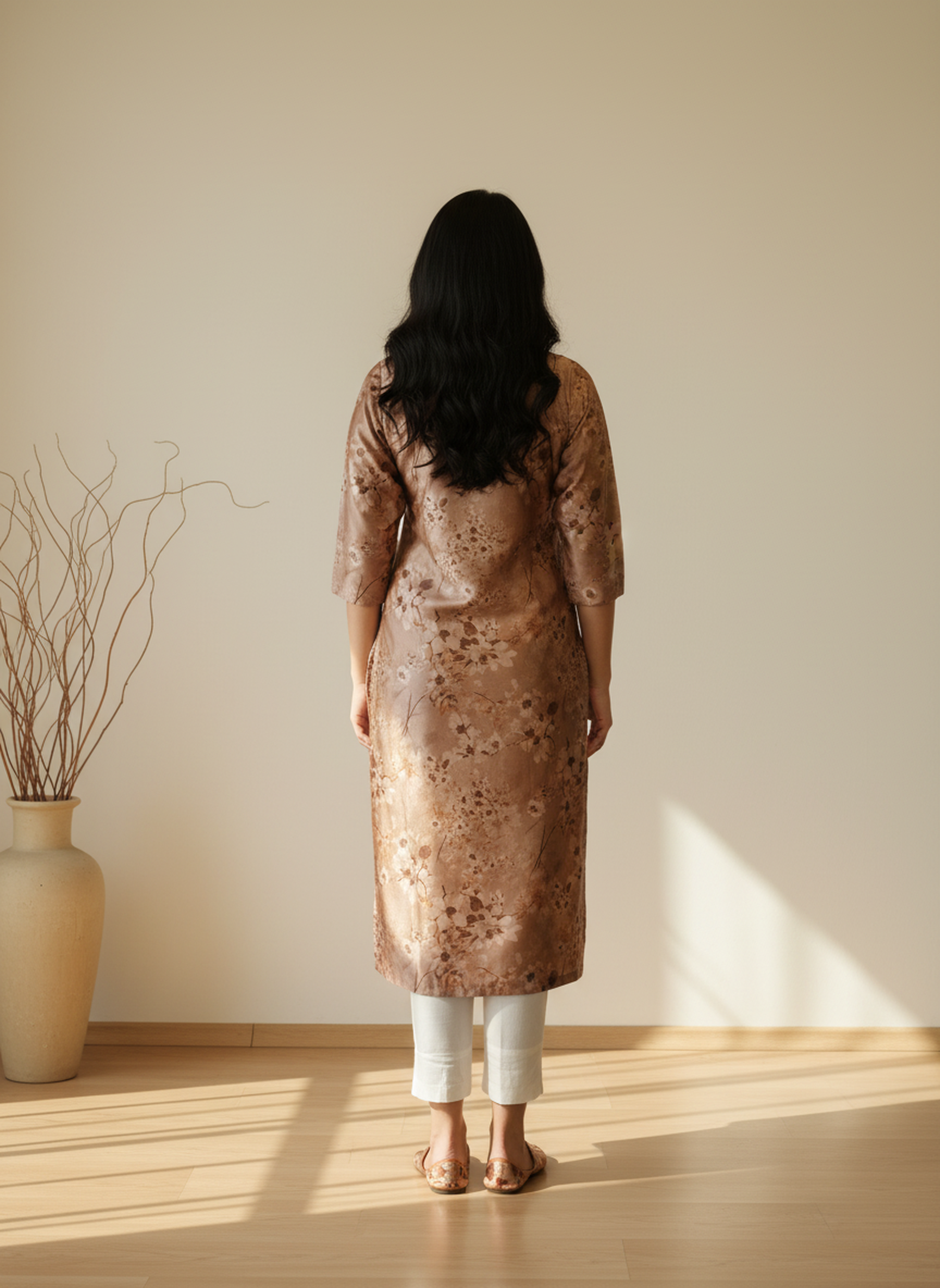 Poly Silk Digital Printed Straight Kurta
