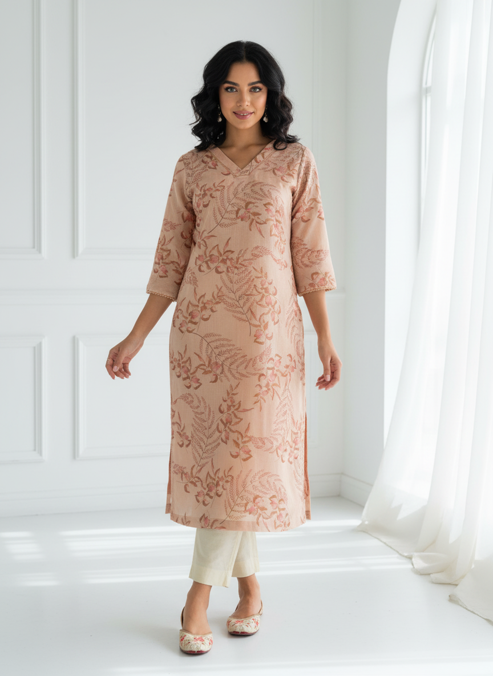 Rainbow Linen Digital Printed Straight Kurta