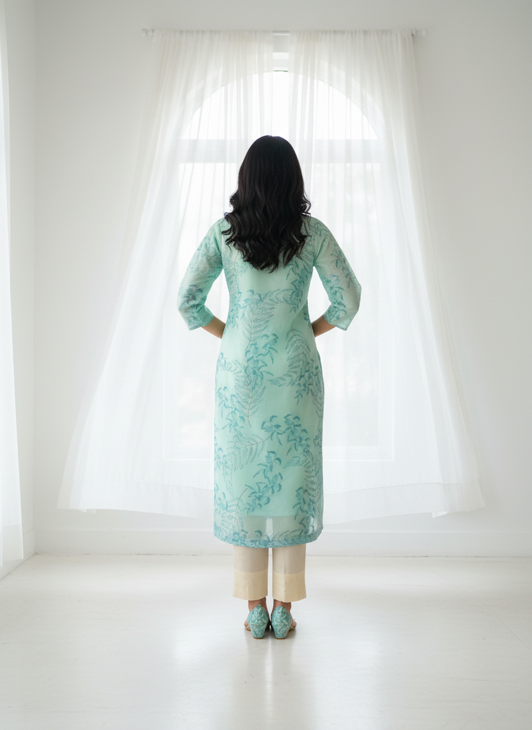 Rainbow Linen Digital Printed Straight Kurta
