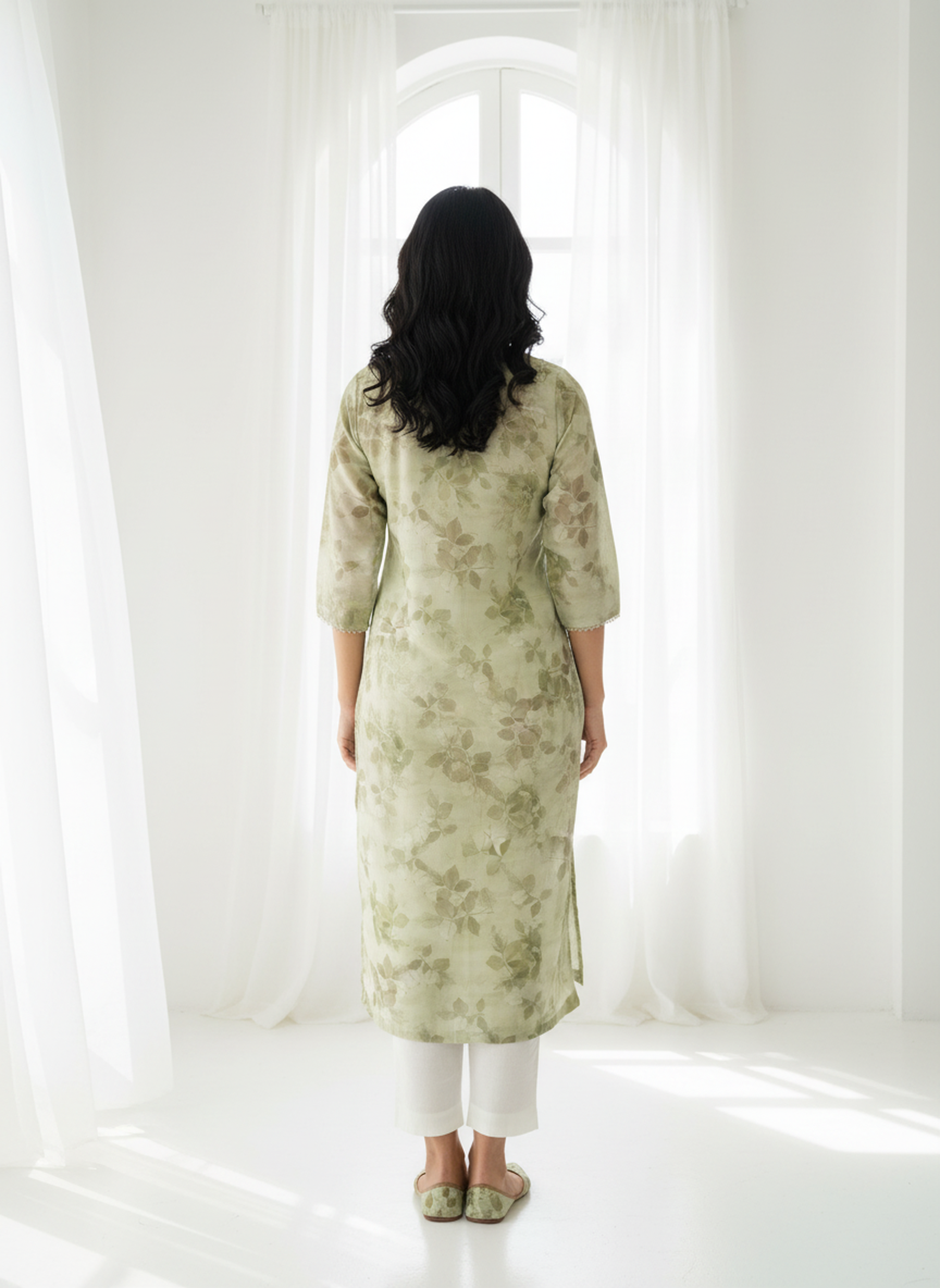 Rainbow Linen Digital Printed Straight Kurta