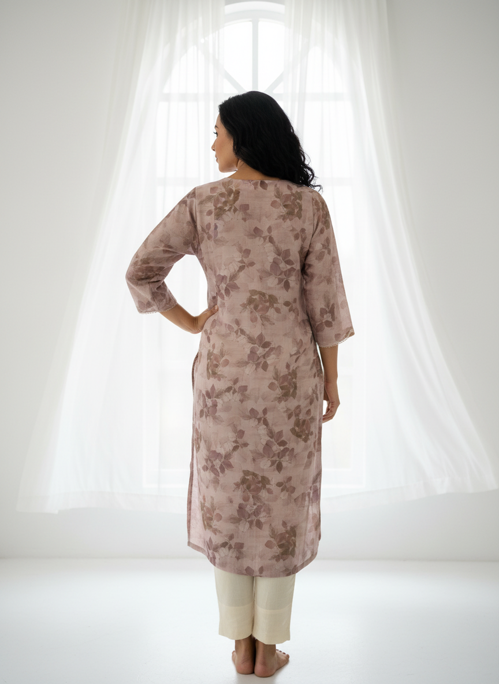 Rainbow Linen Digital Printed Straight Kurta
