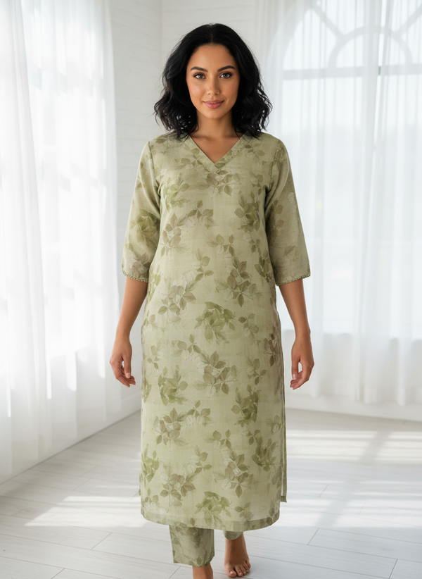 Rainbow Linen Digital Printed Straight Kurta