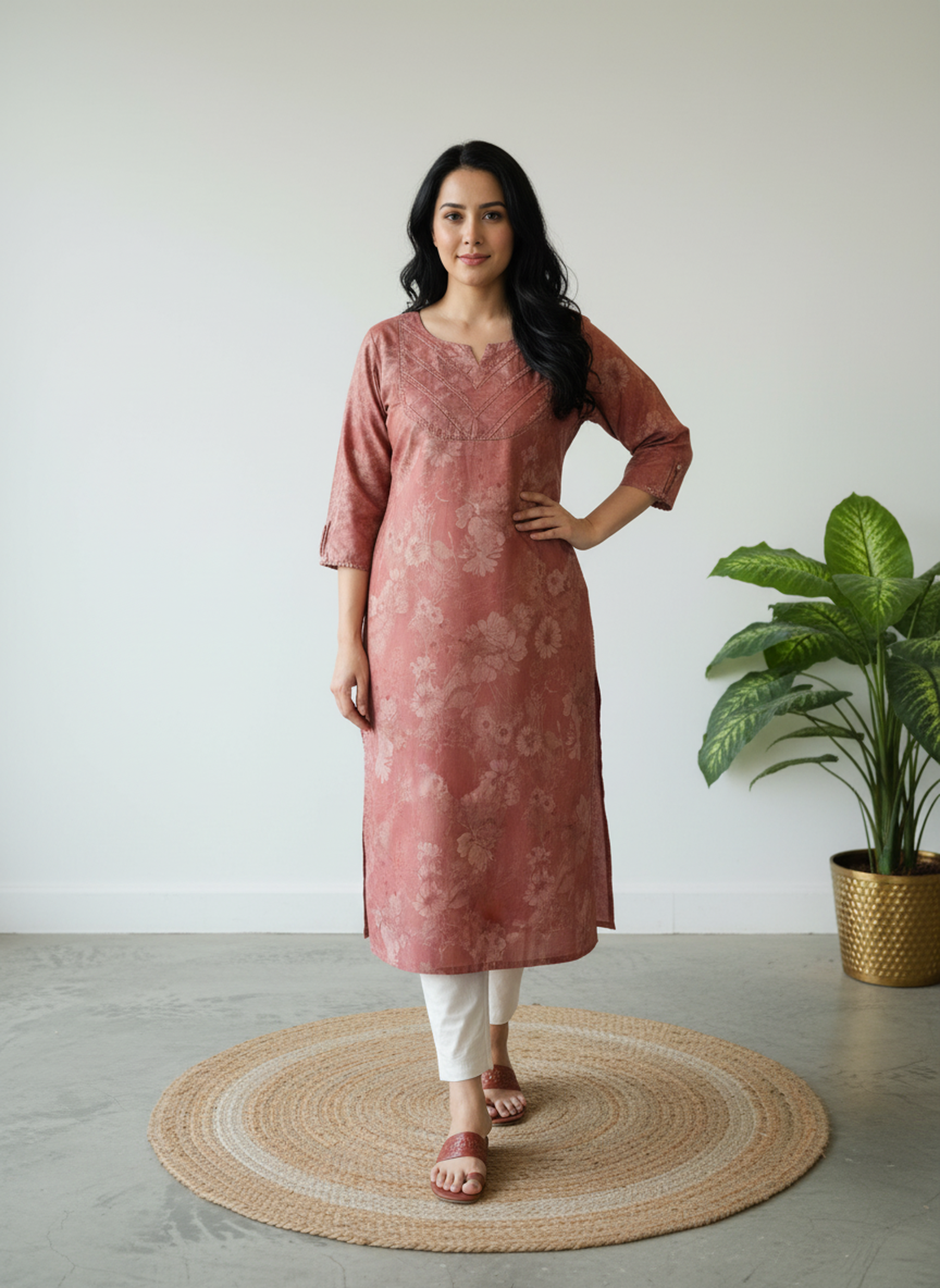 Cotton Cambric Printed Straight Kurta