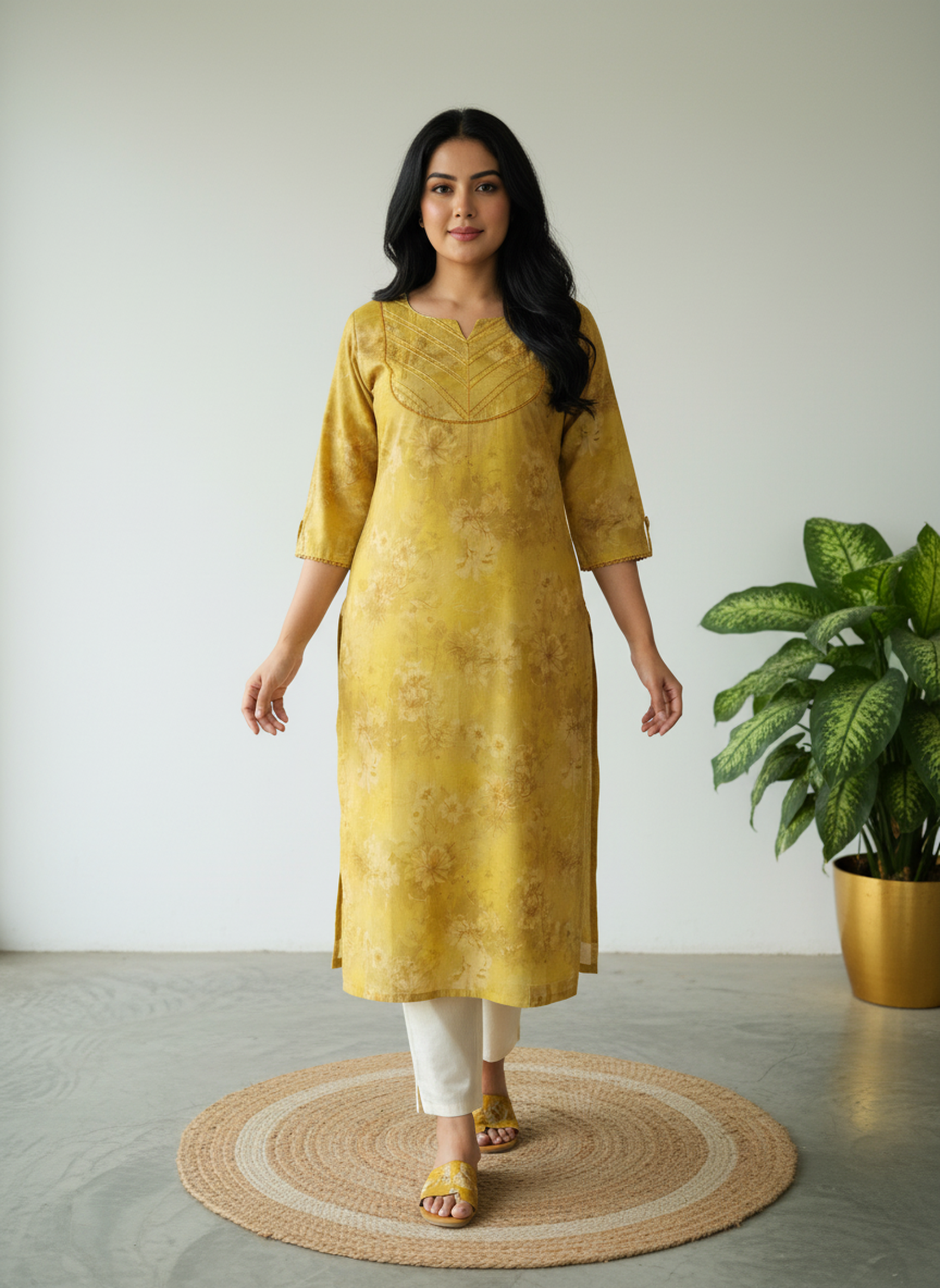 Cotton Cambric Printed Straight Kurta