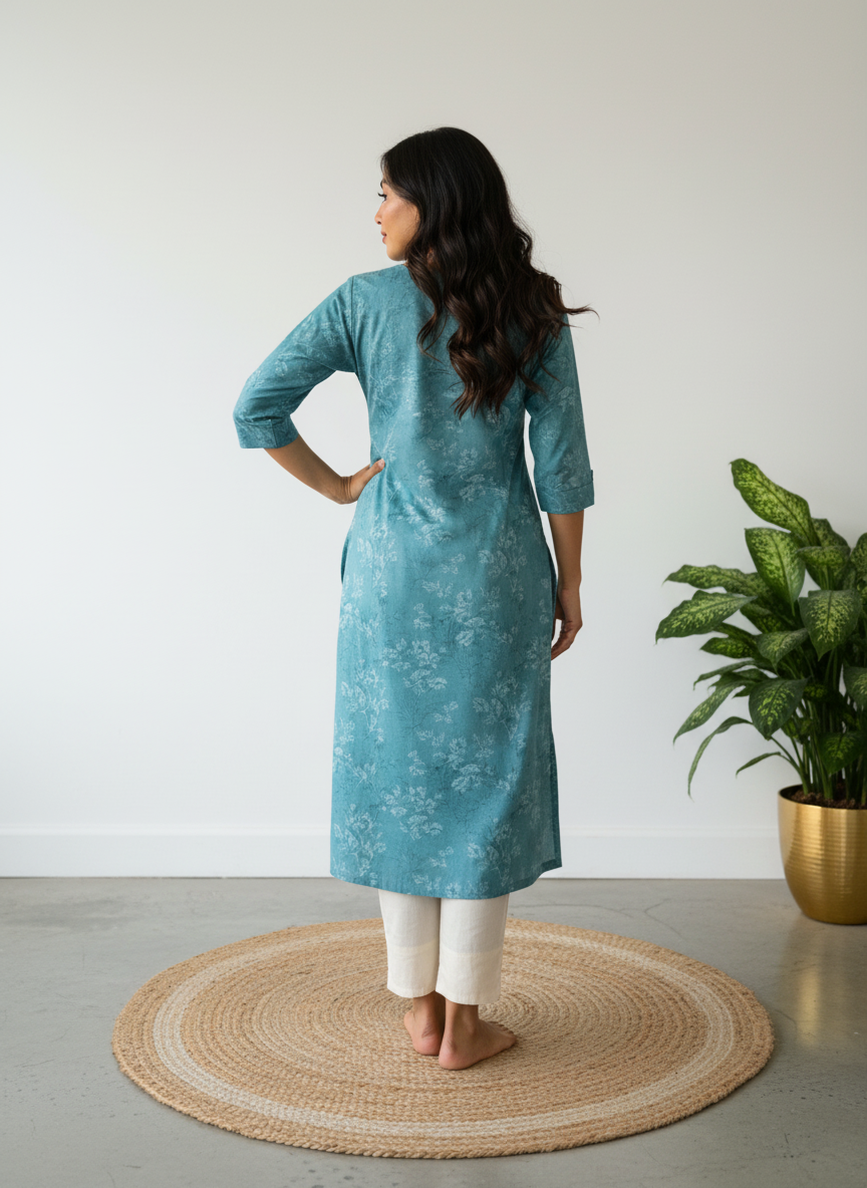 Cotton Cambric Printed Straight Kurta