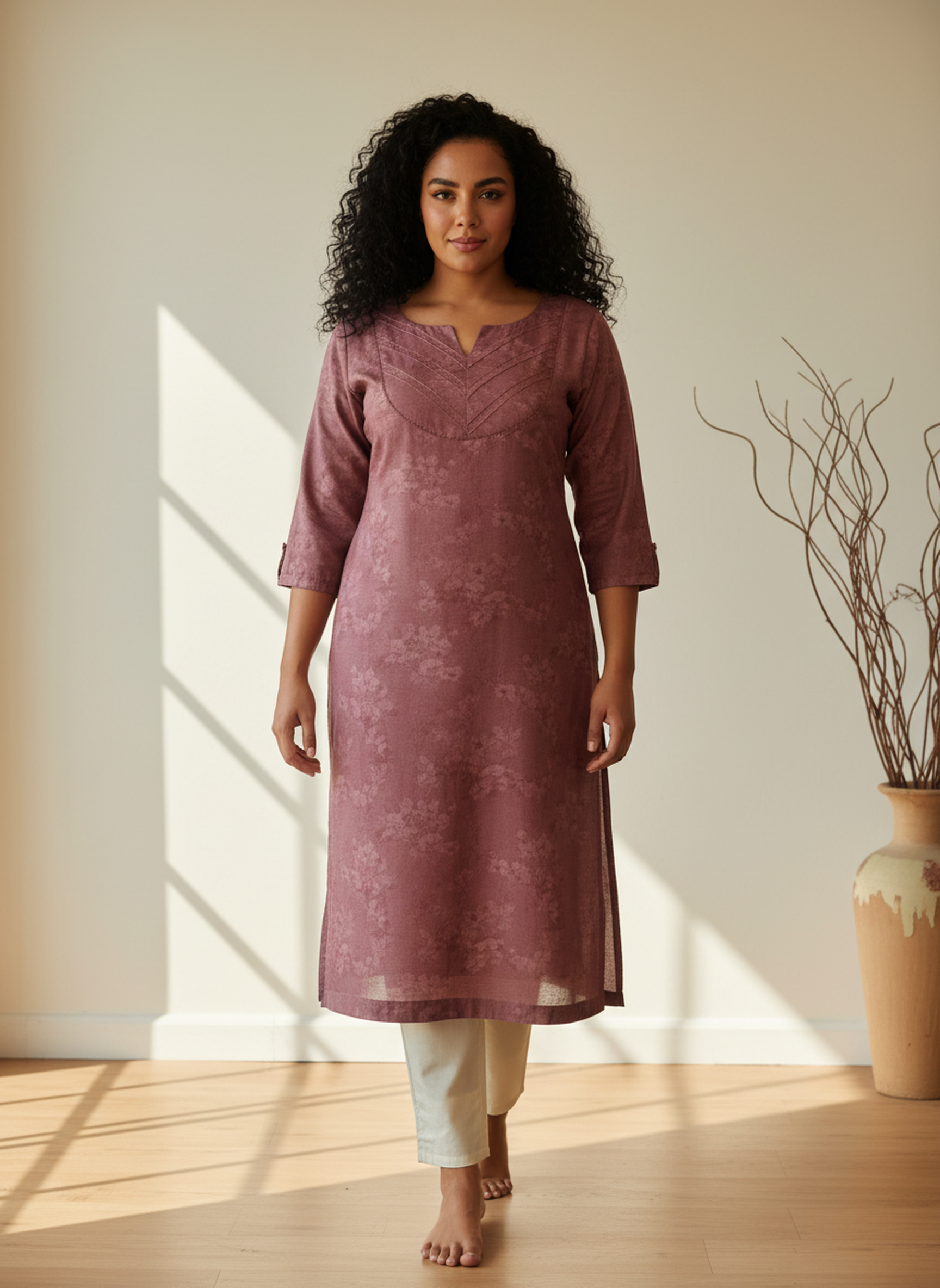 Cotton Cambric Printed Straight Kurta