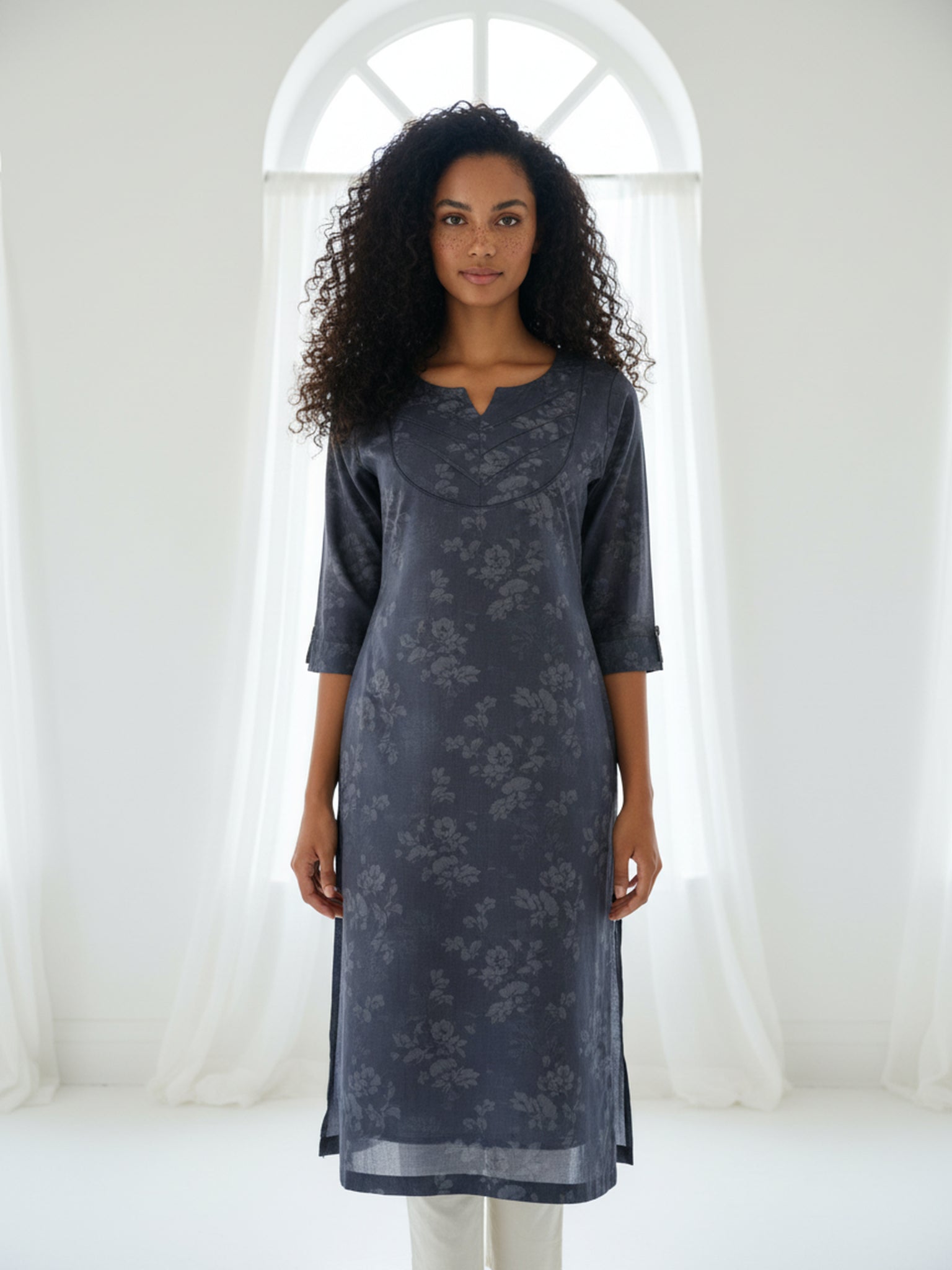 Cotton Cambric Printed Straight Kurta