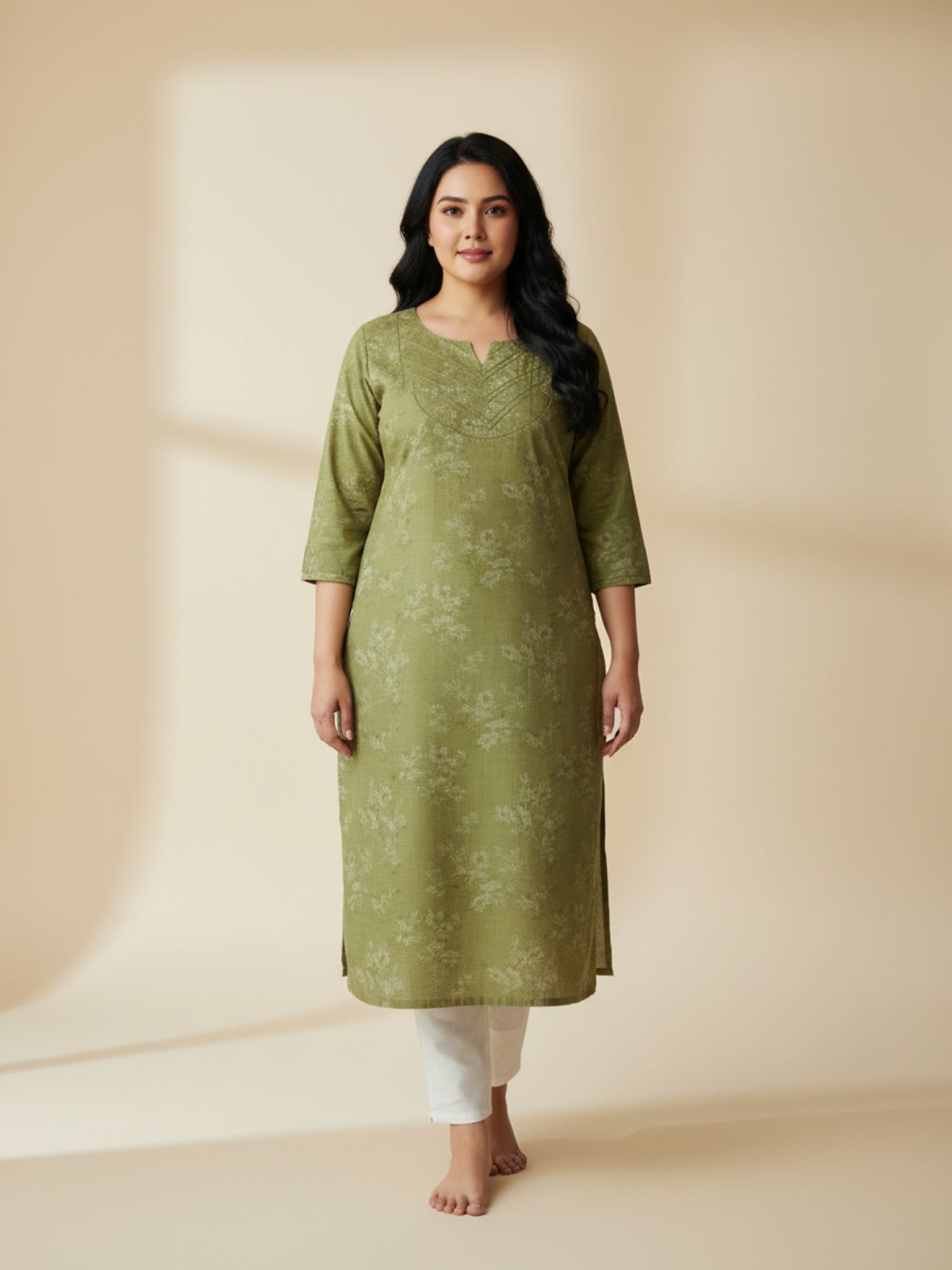 Cotton Cambric Printed Straight Kurta