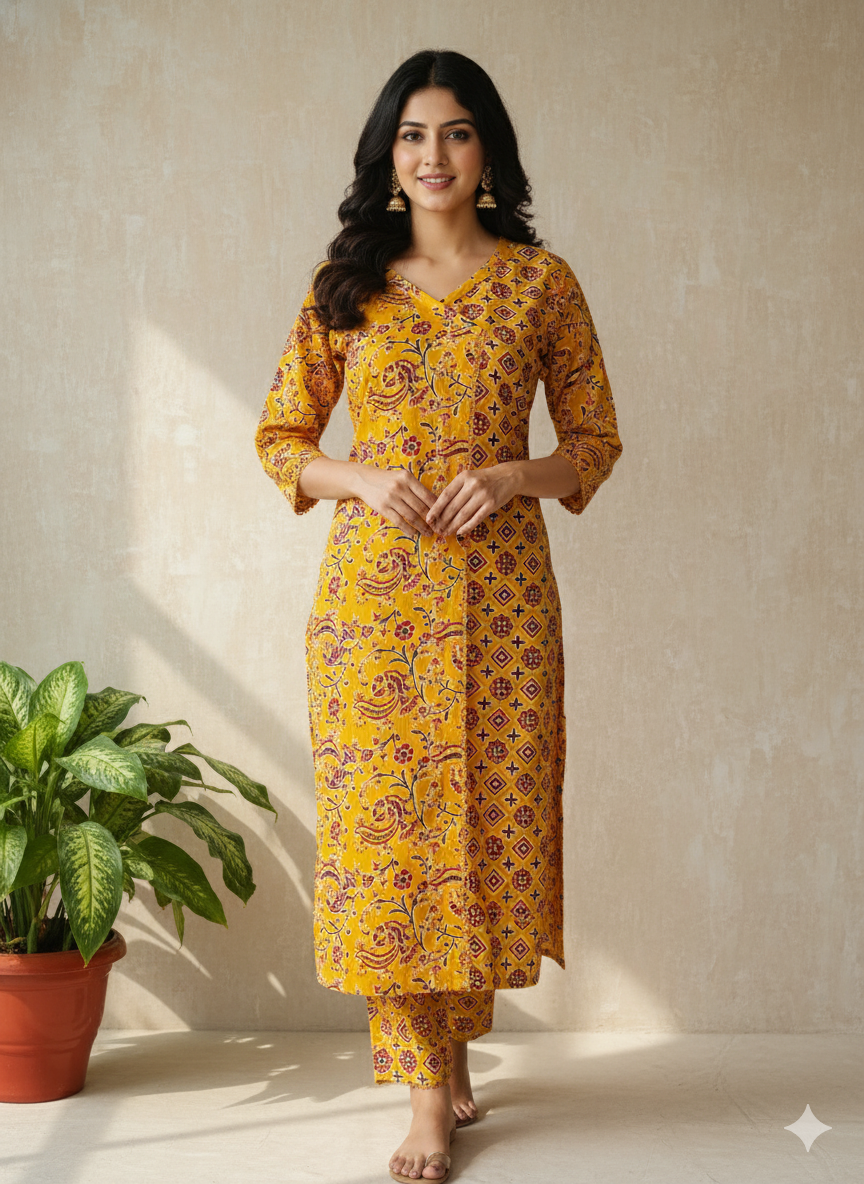 Cotton Printed Straight Kurta