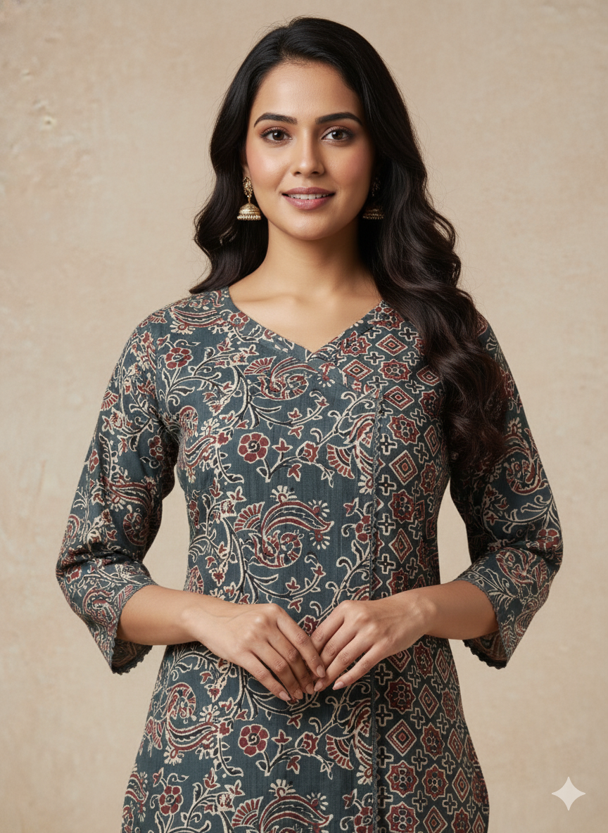 Cotton Printed Straight Kurta