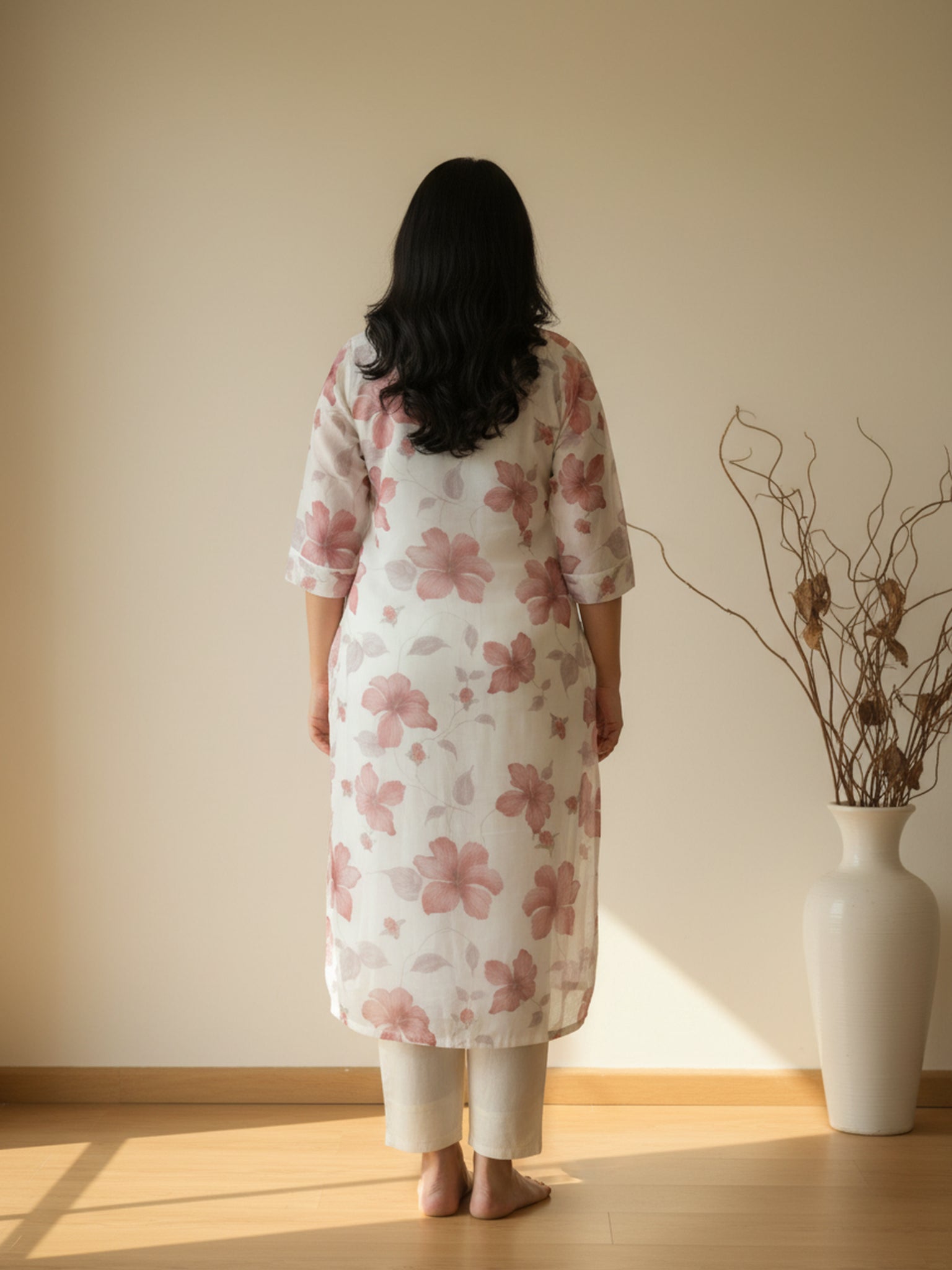 Kota Linen Printed Straight Kurta