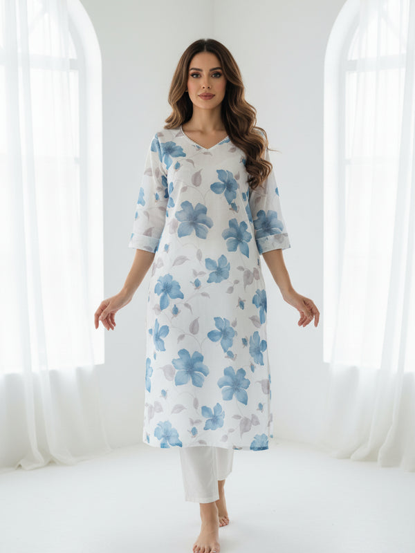 Kota Linen Printed Straight Kurta
