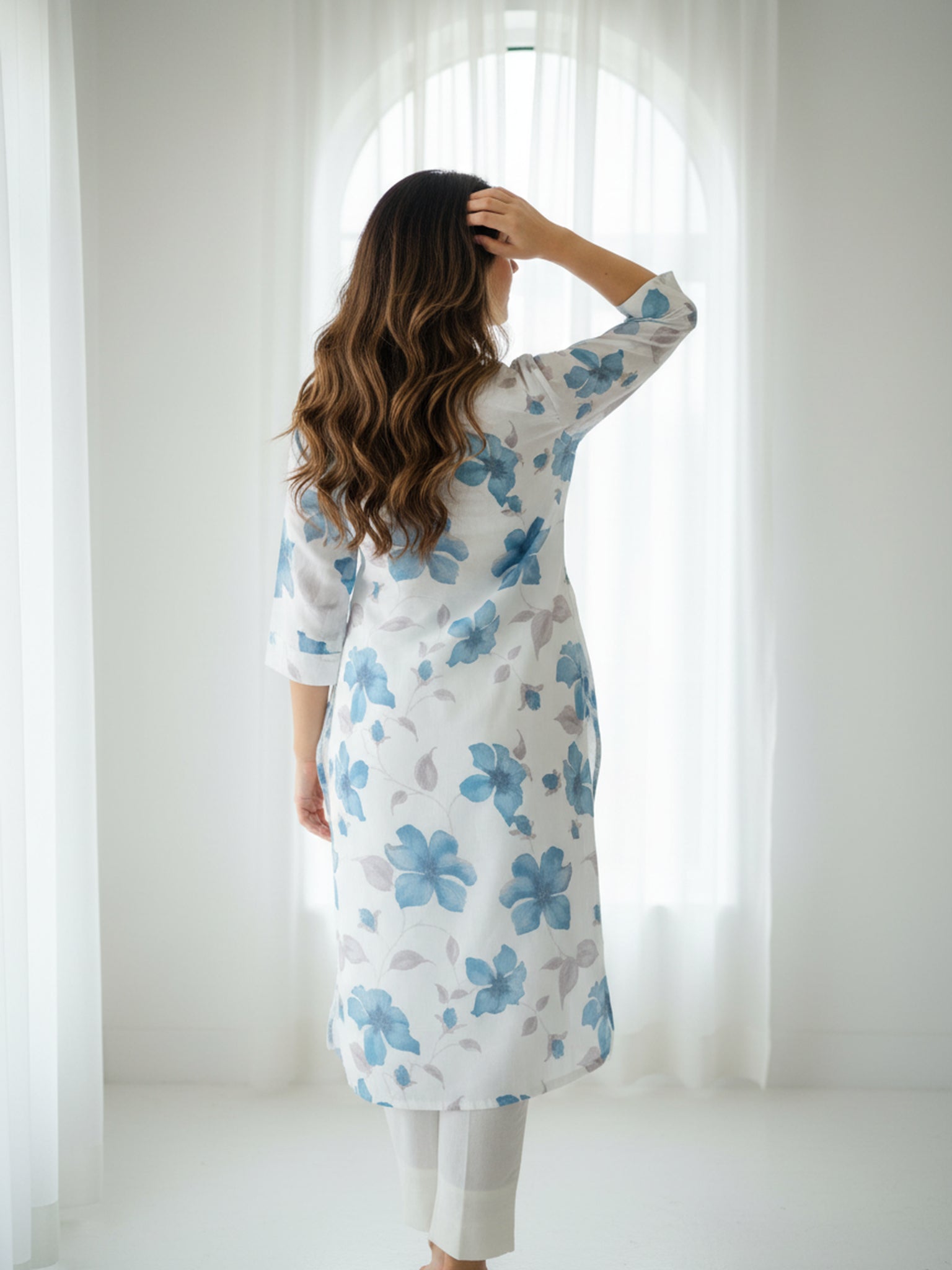 Kota Linen Printed Straight Kurta