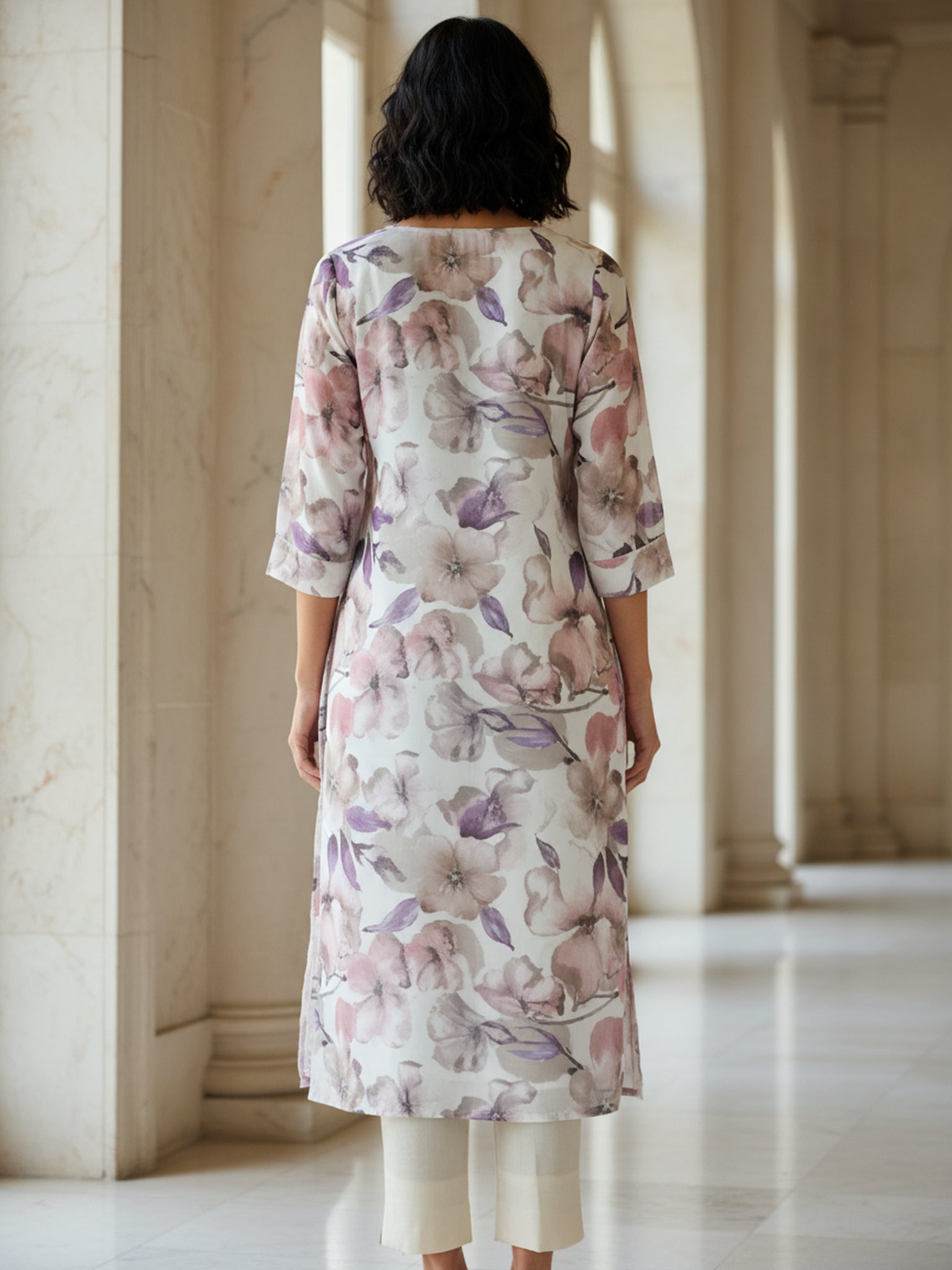 Kota Linen Printed Straight Kurta