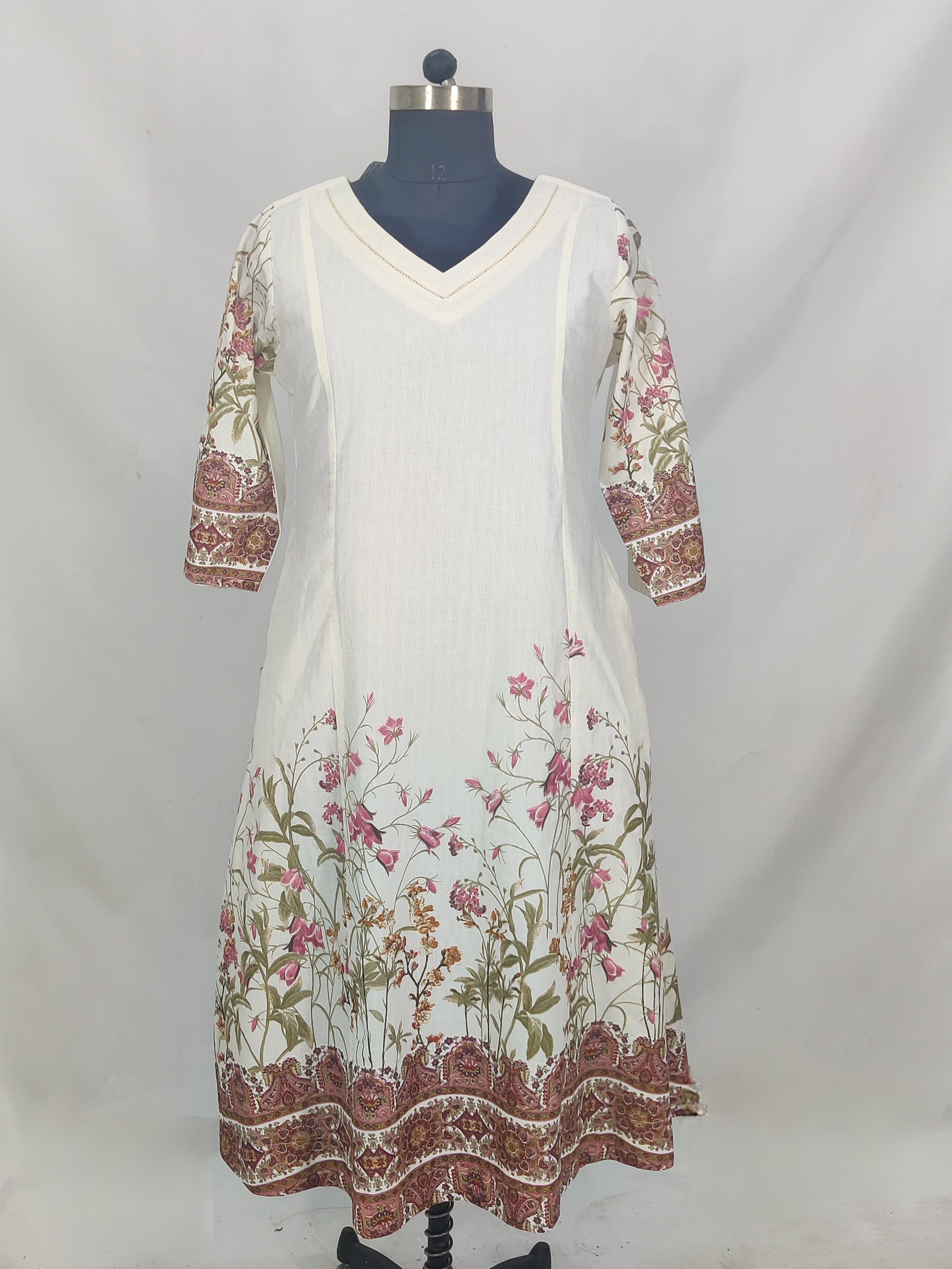 Linen Cotton Damen A-Line Kurta