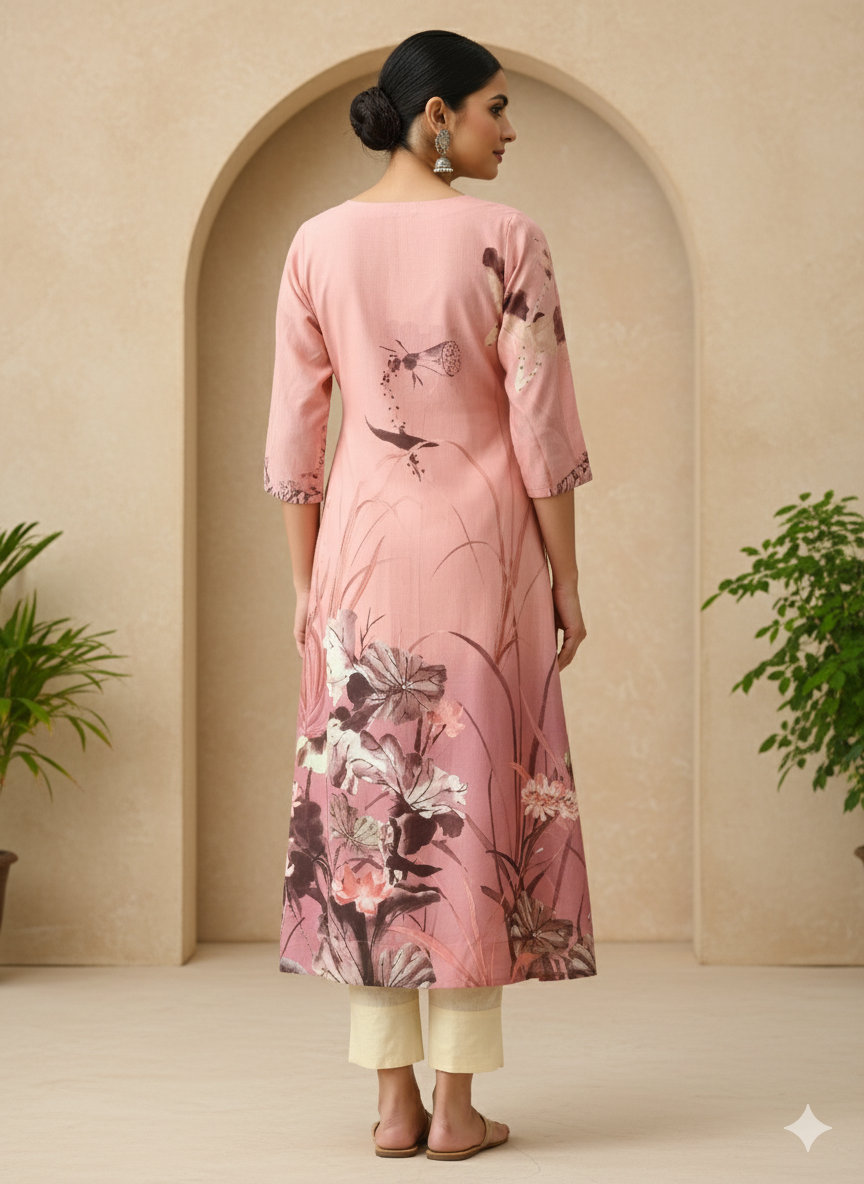 Linen Cotton Damen A-line Kurta