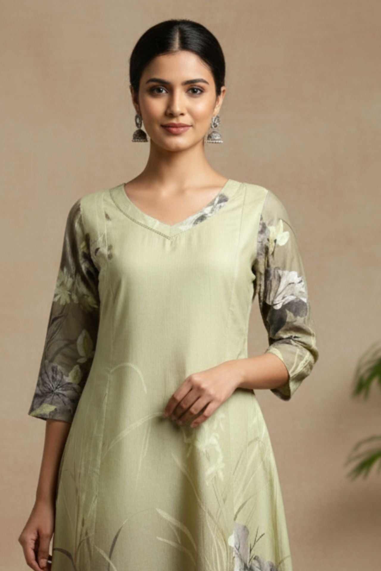 Linen Cotton Damen A-line Kurta