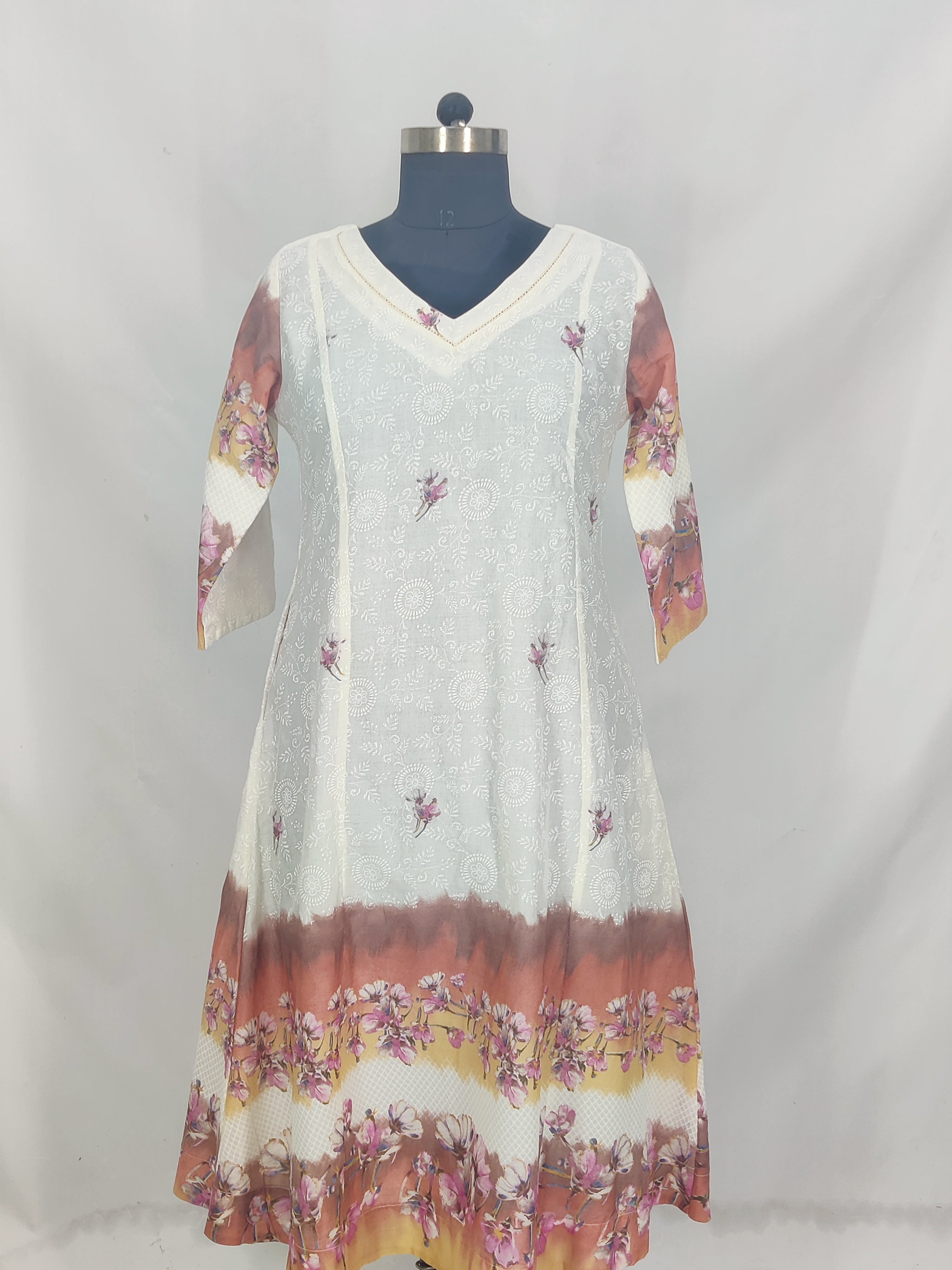 Linen Cotton Damen A-Line Kurta