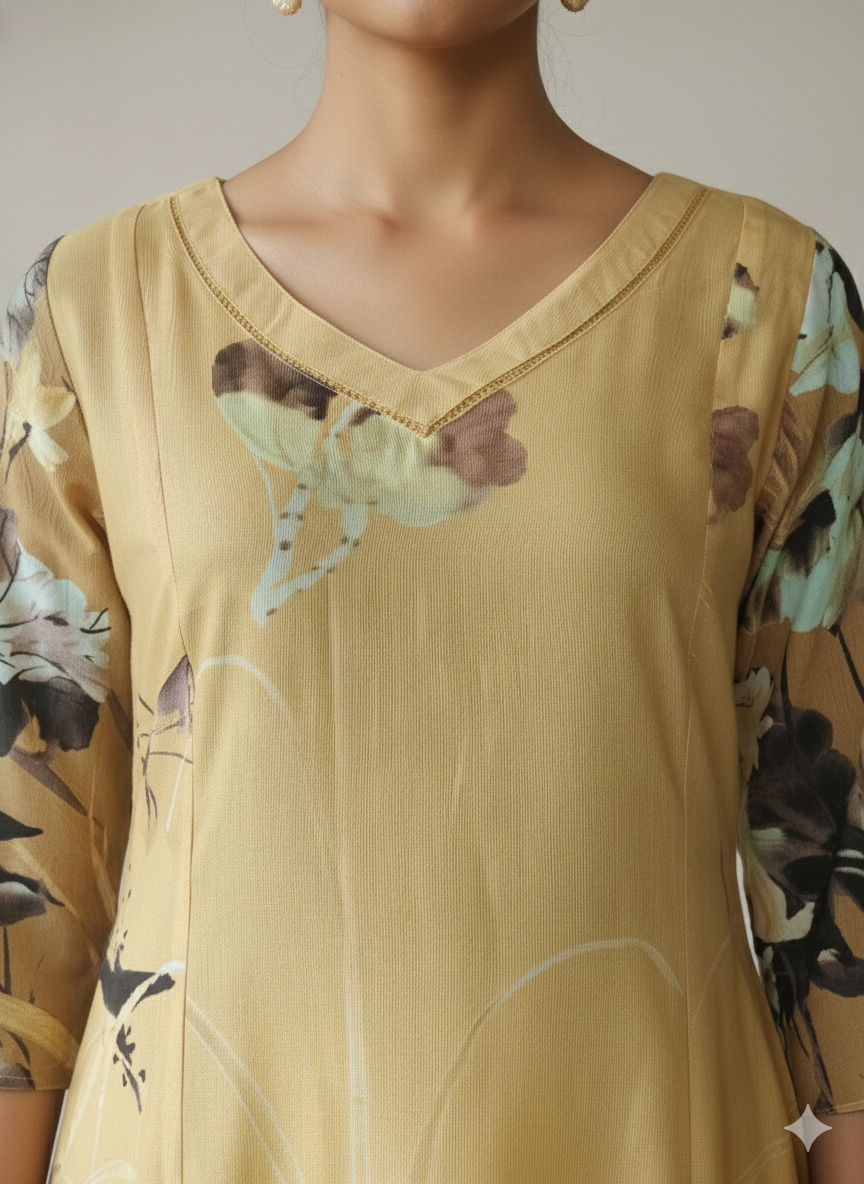 Linen Cotton Damen A-line Kurta