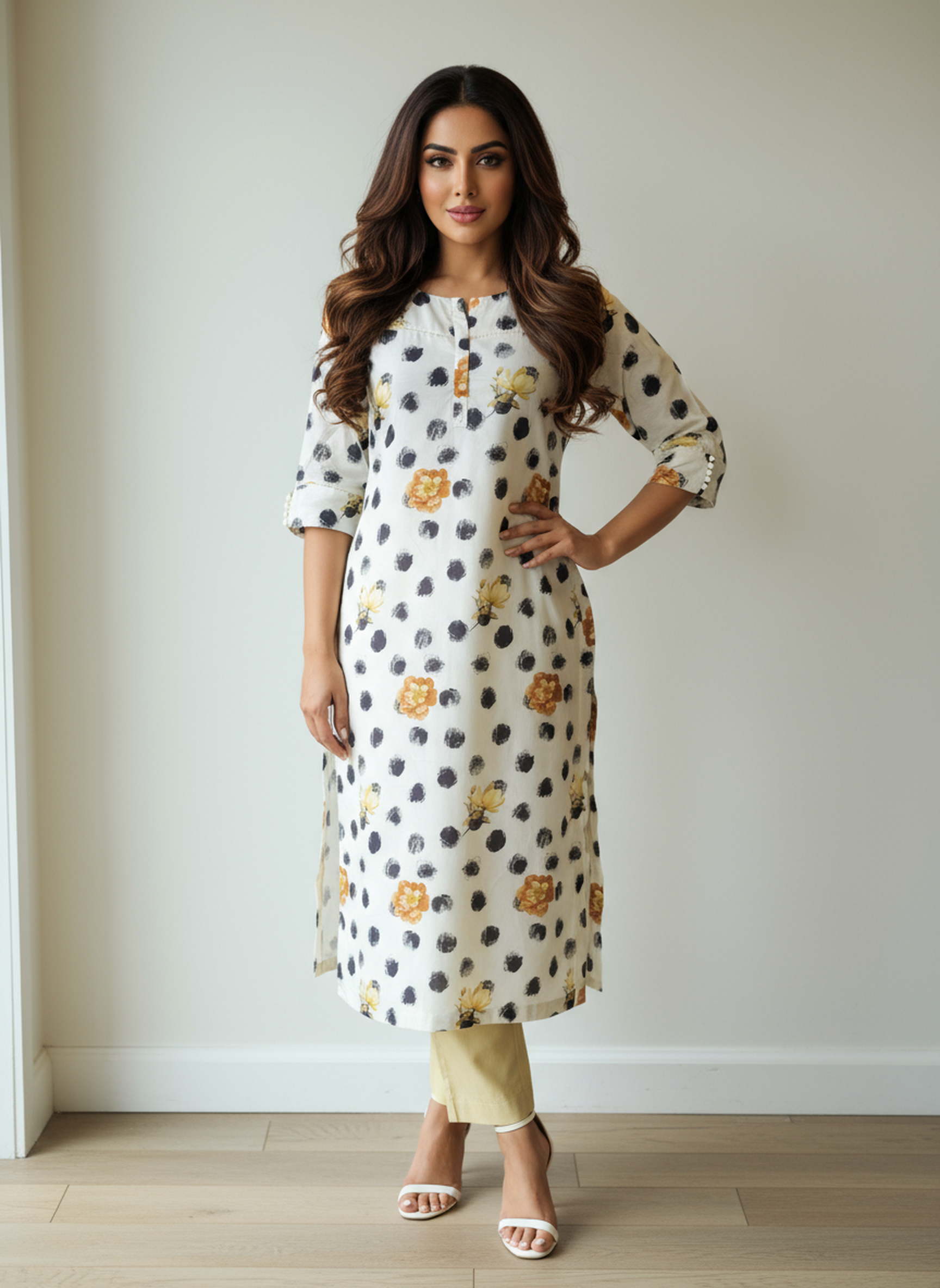 Linen Cotton Printed Straight Kurta