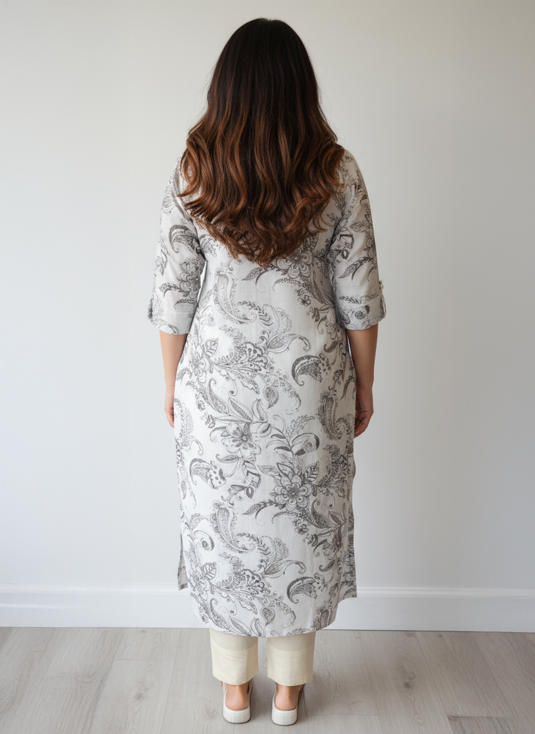 Linen Cotton Printed Straight Kurta