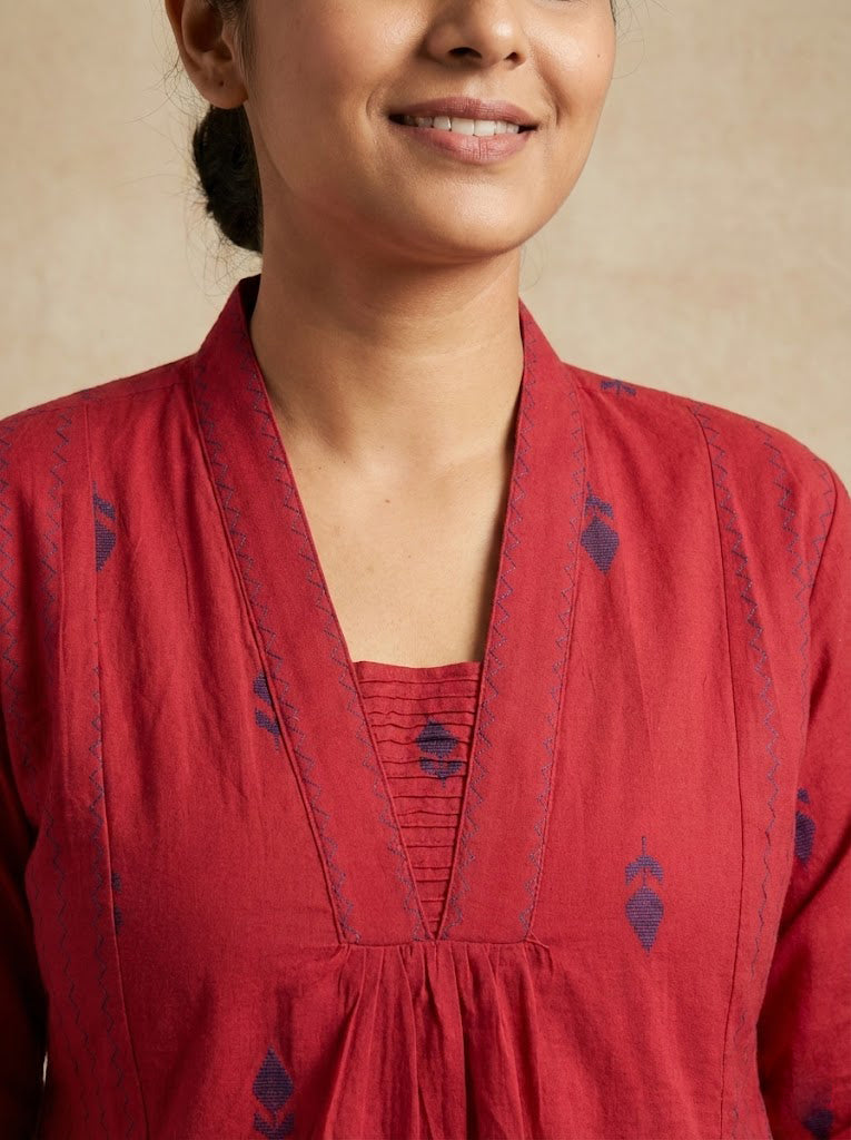 Cotton Self Design A-Line Kurta