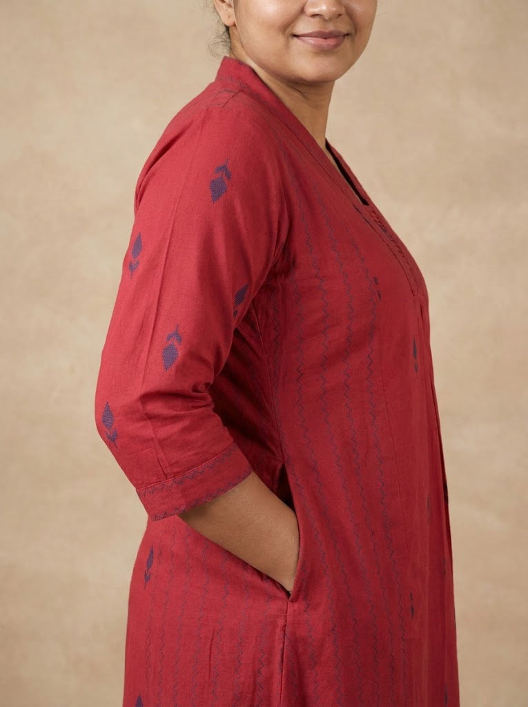 Cotton Self Design A-Line Kurta