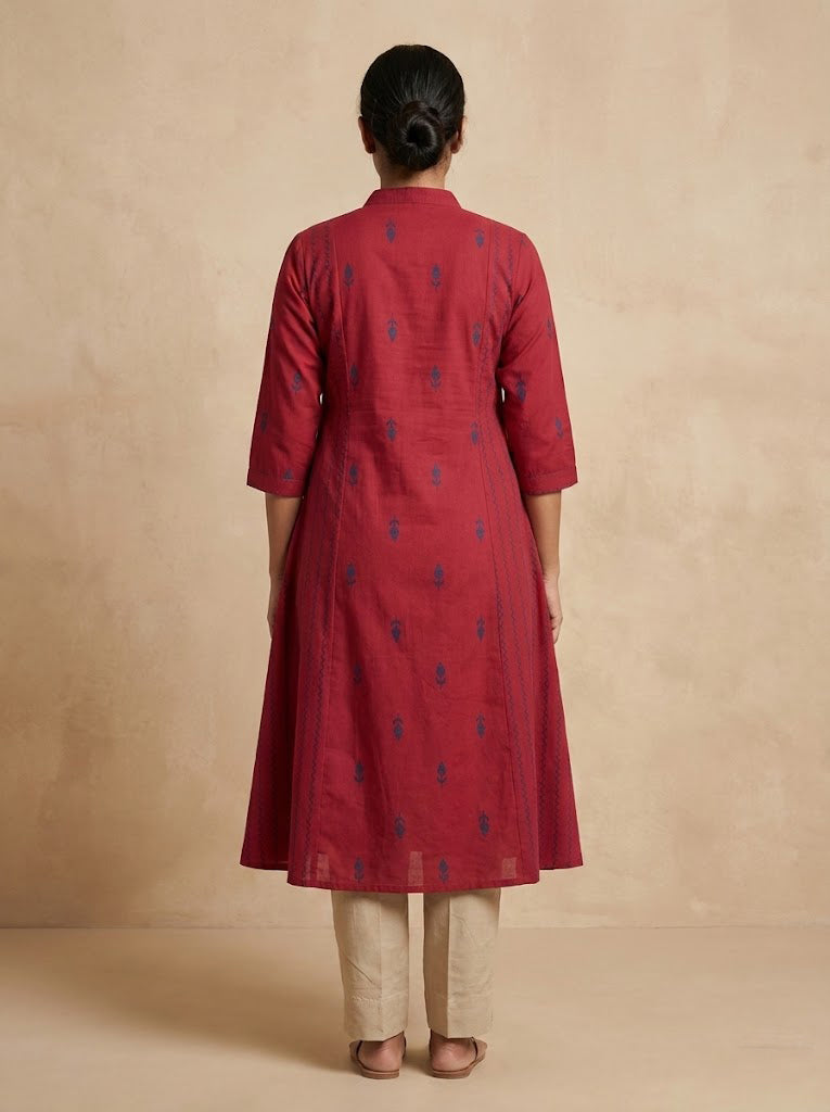 Cotton Self Design A-Line Kurta