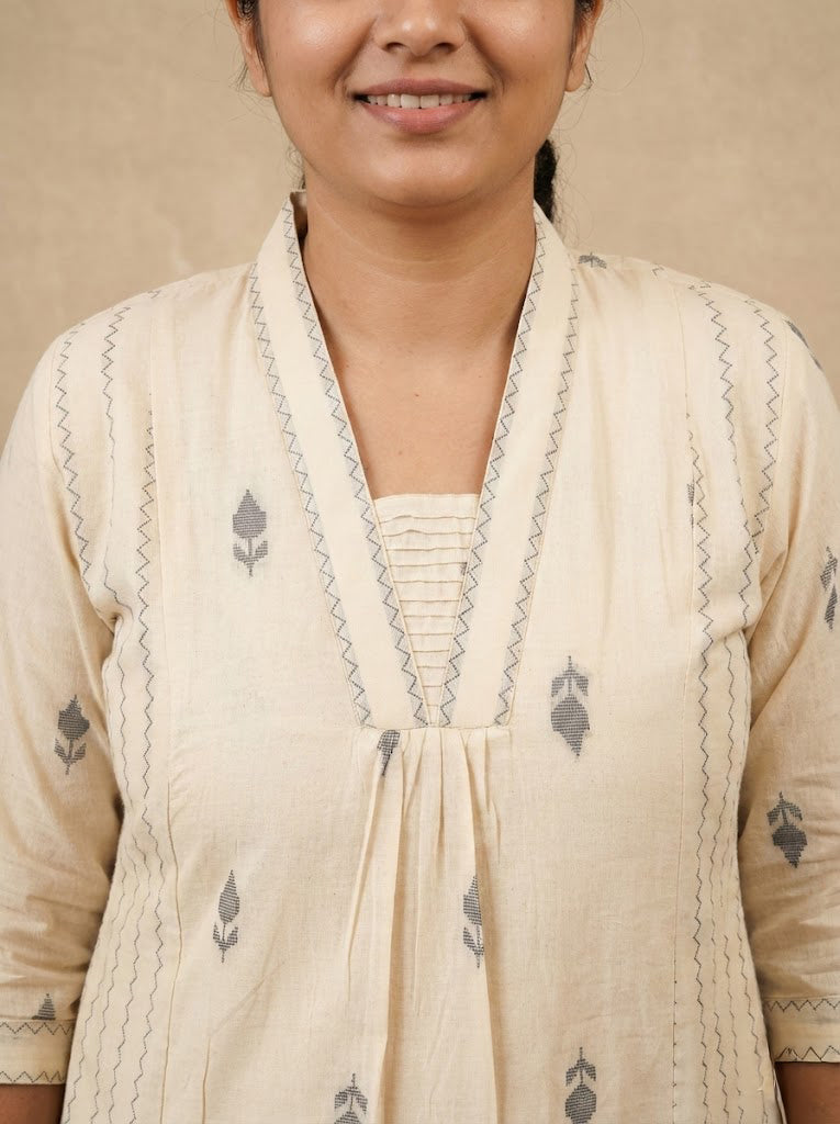 Cotton Self Design A-Line Kurta