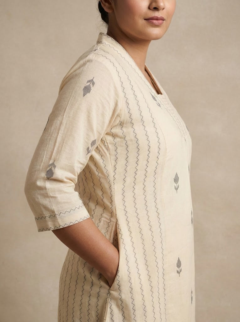 Cotton Self Design A-Line Kurta