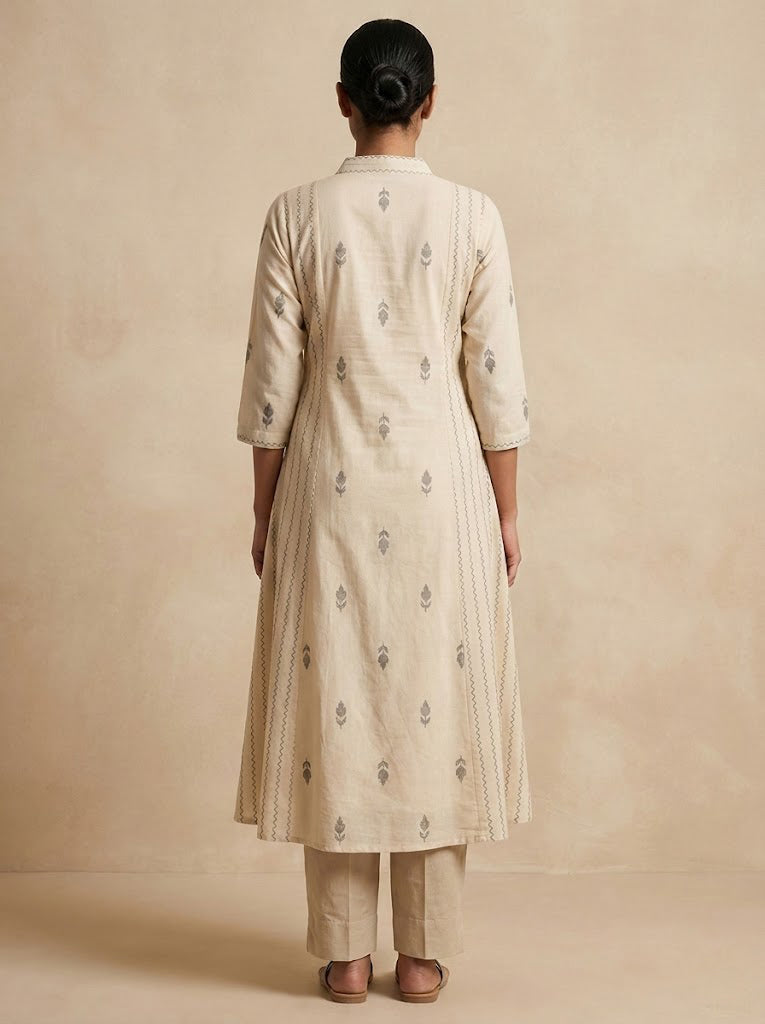 Cotton Self Design A-Line Kurta