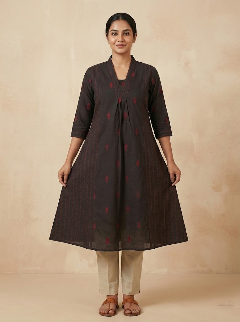 Cotton Self Design A-Line Kurta