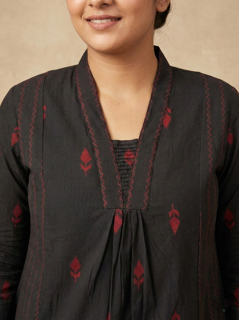 Cotton Self Design A-Line Kurta