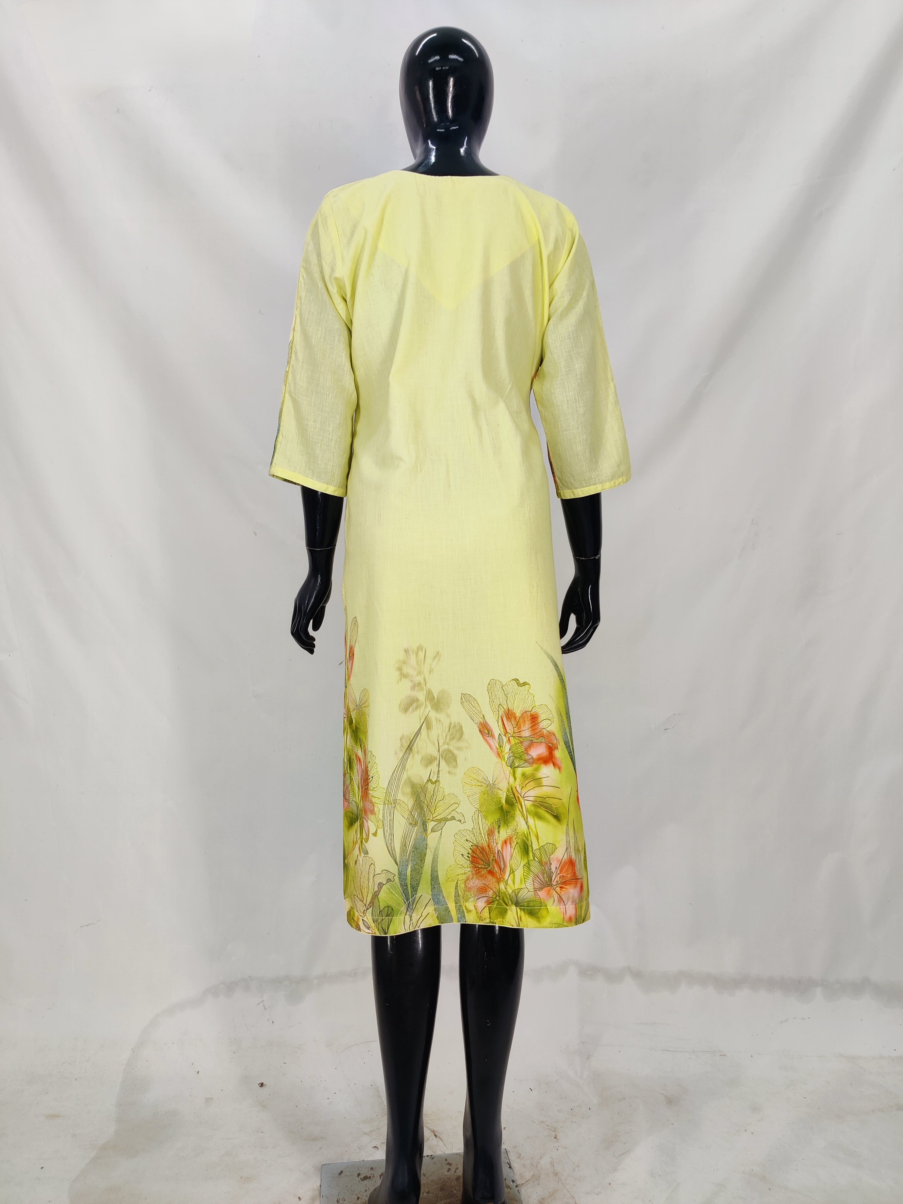 Linen Cotton Printed Straight Kurta