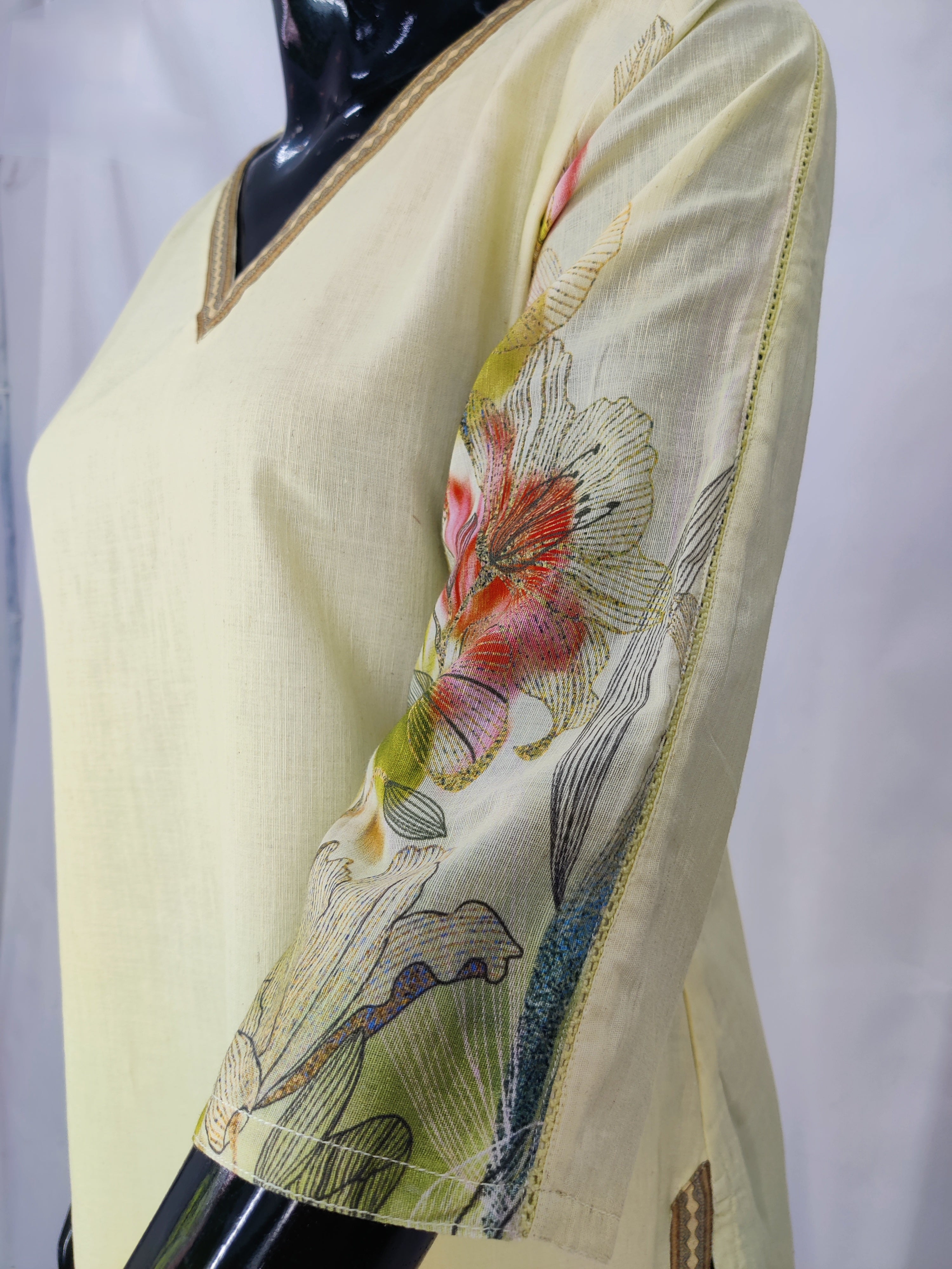 Linen Cotton Printed Straight Kurta