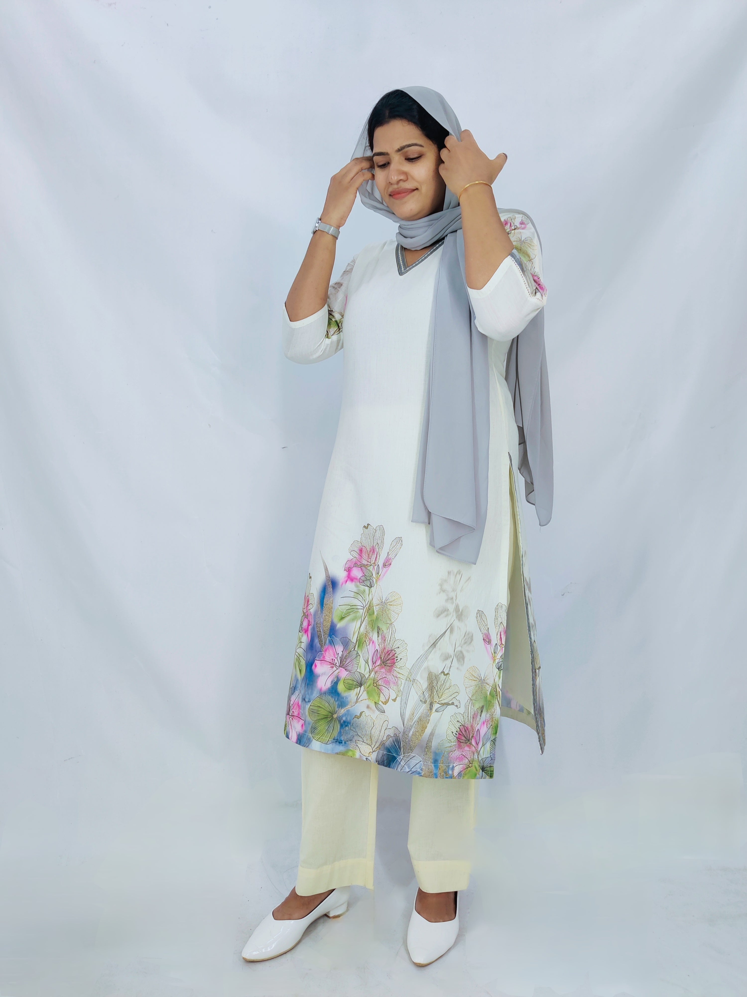 Linen Cotton Printed Straight Kurta