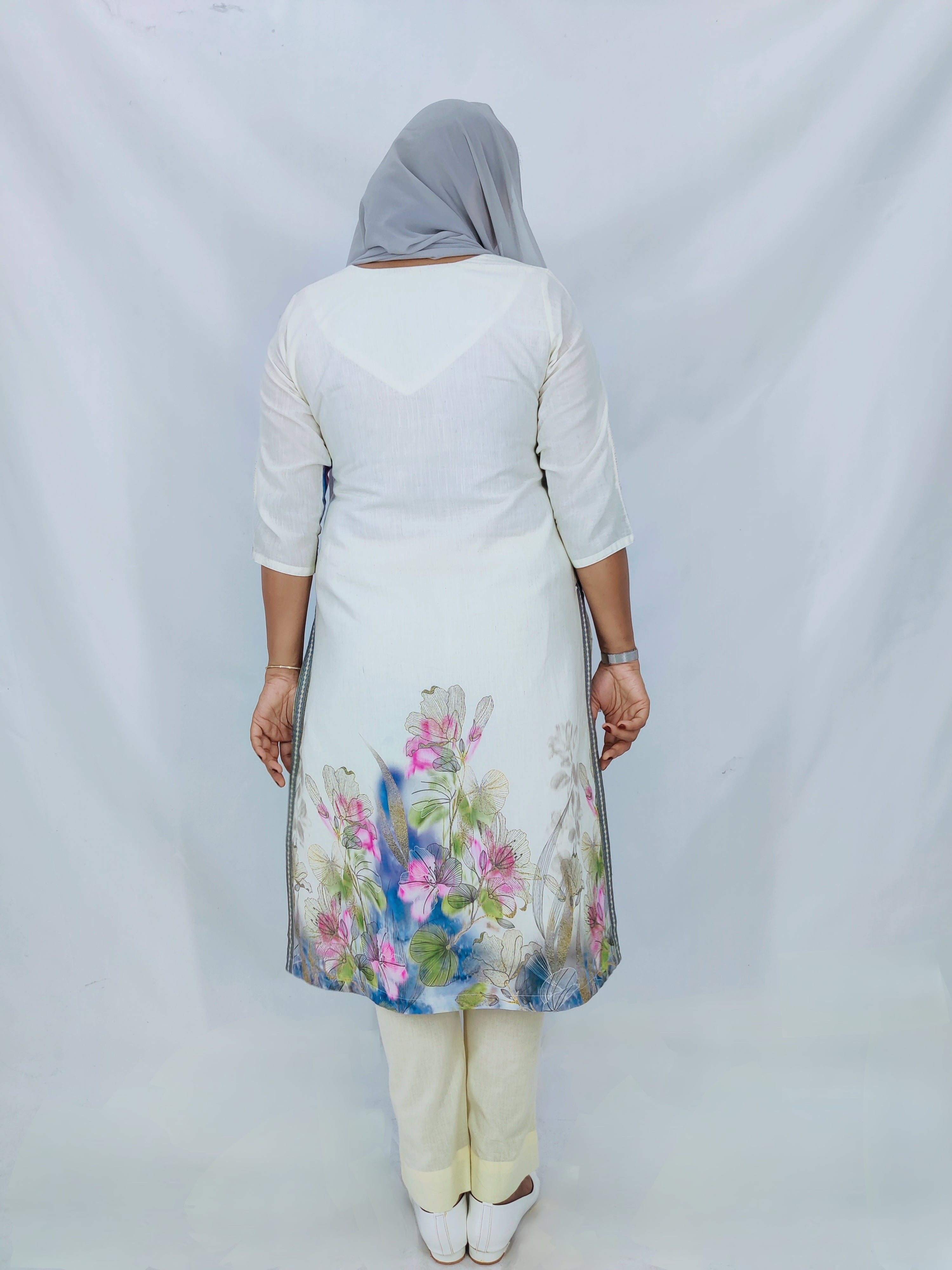 Linen Cotton Printed Straight Kurta