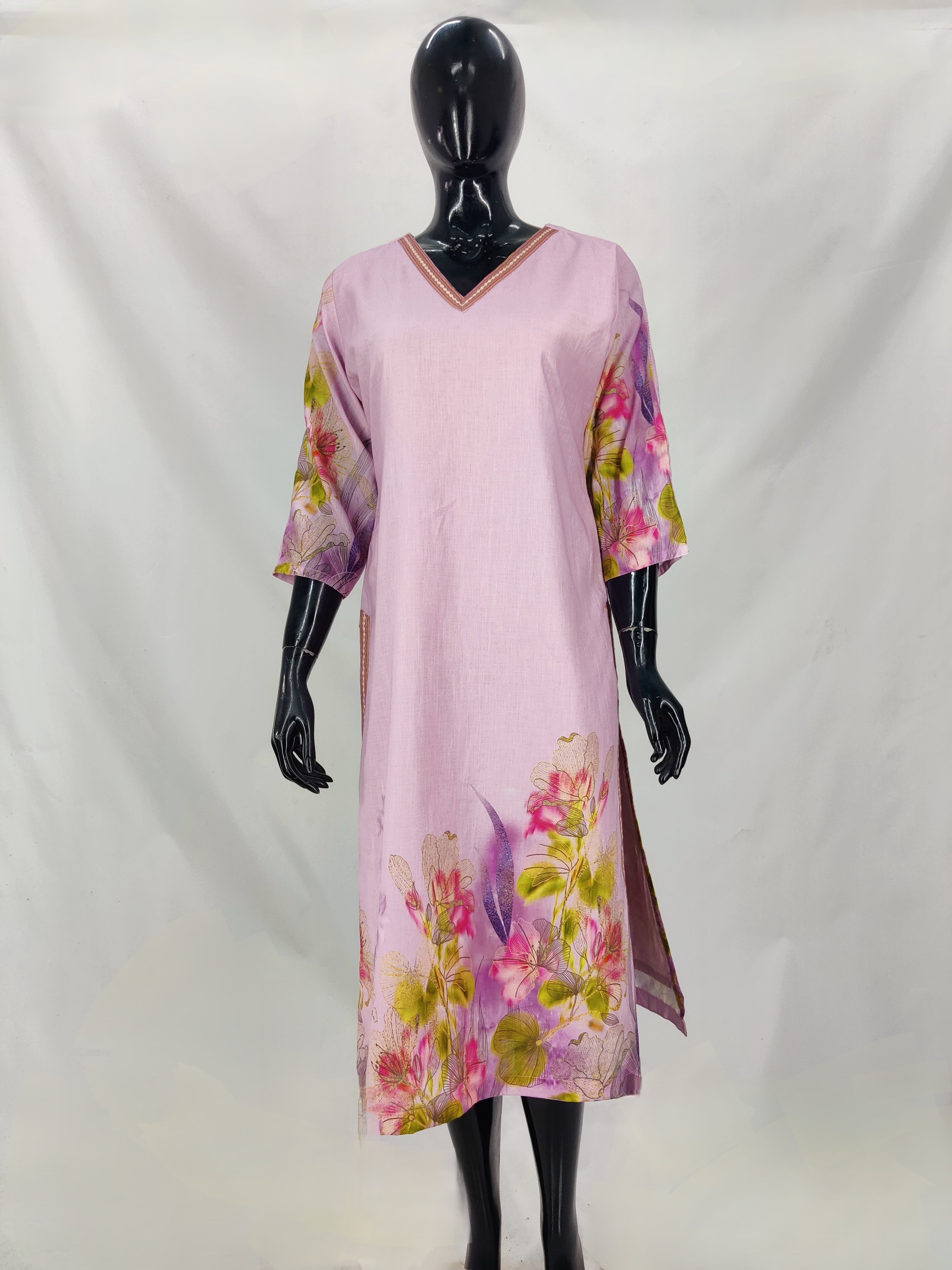 Linen Cotton Printed Straight Kurta