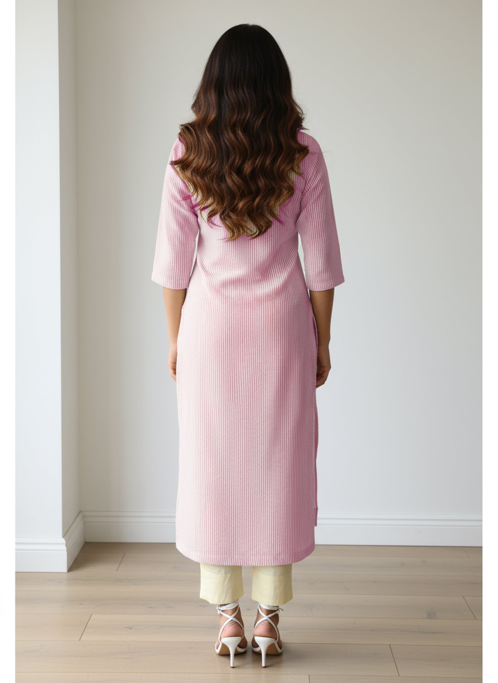 Cotton Seer Sucker Striped Straight Kurta