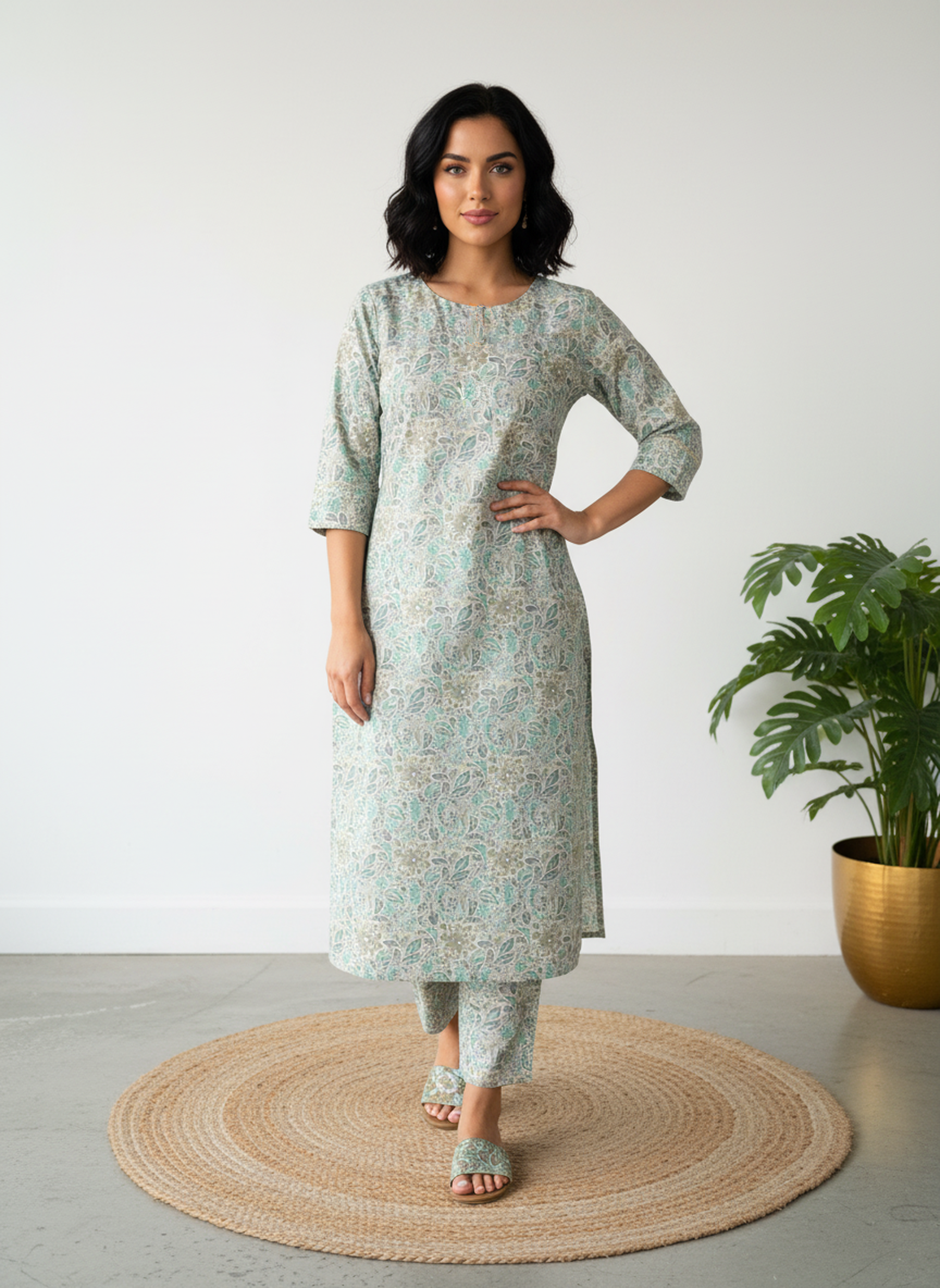 Cotton Printed Straight Kurta
