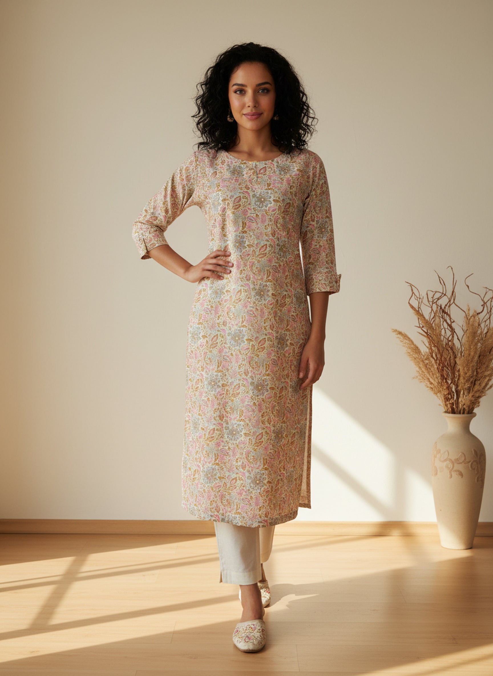 Cotton Printed Straight Kurta