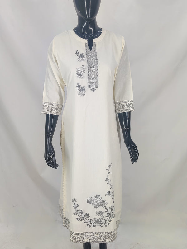 Cotton Jaquard Straight Kurta