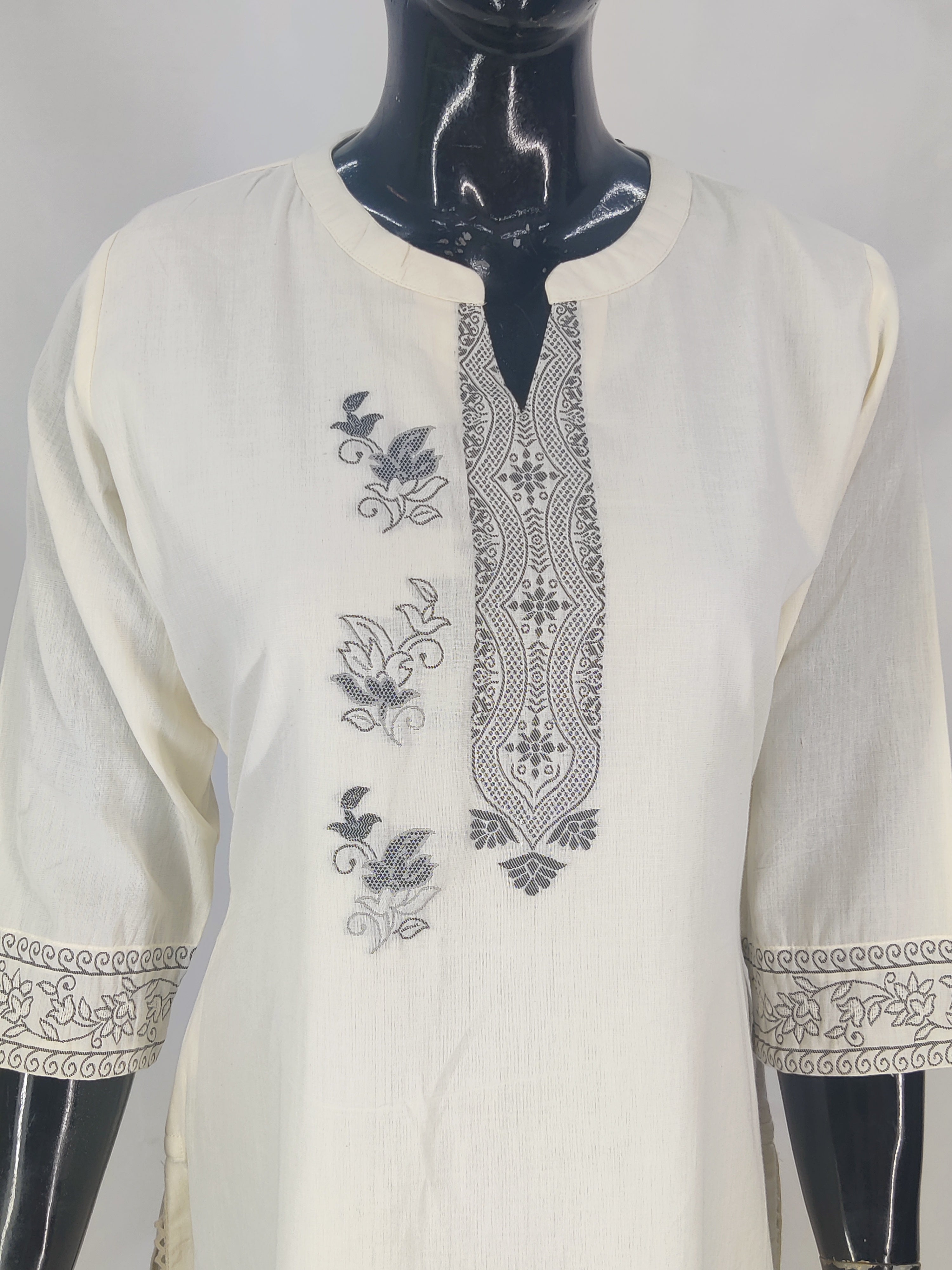 Cotton Jaquard Straight Kurta