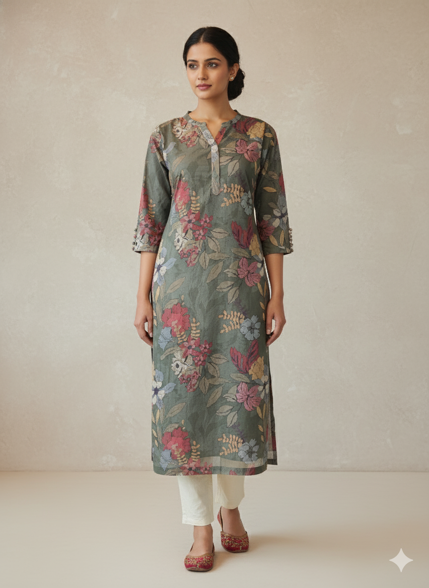 Organdy Cotton Straight Kurta