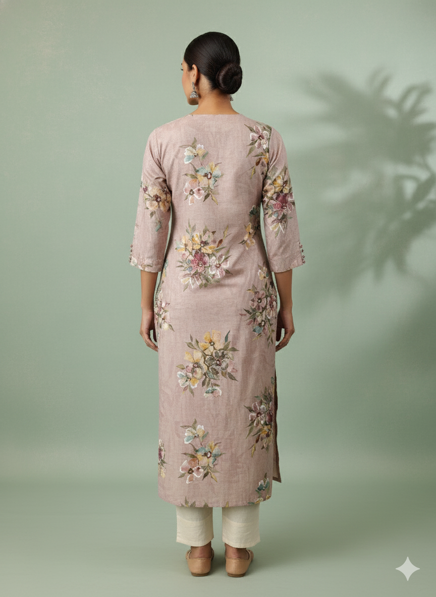 Cotton Foil  Print Straight  Kurta