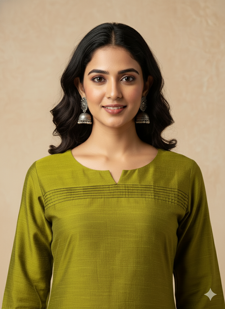 Jerna Silk Solid Straight Kurta