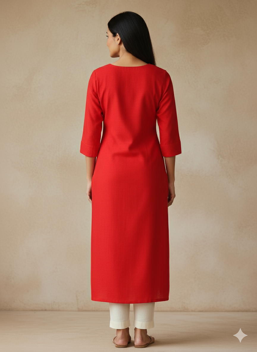 Jerna Silk Solid Straight Kurta