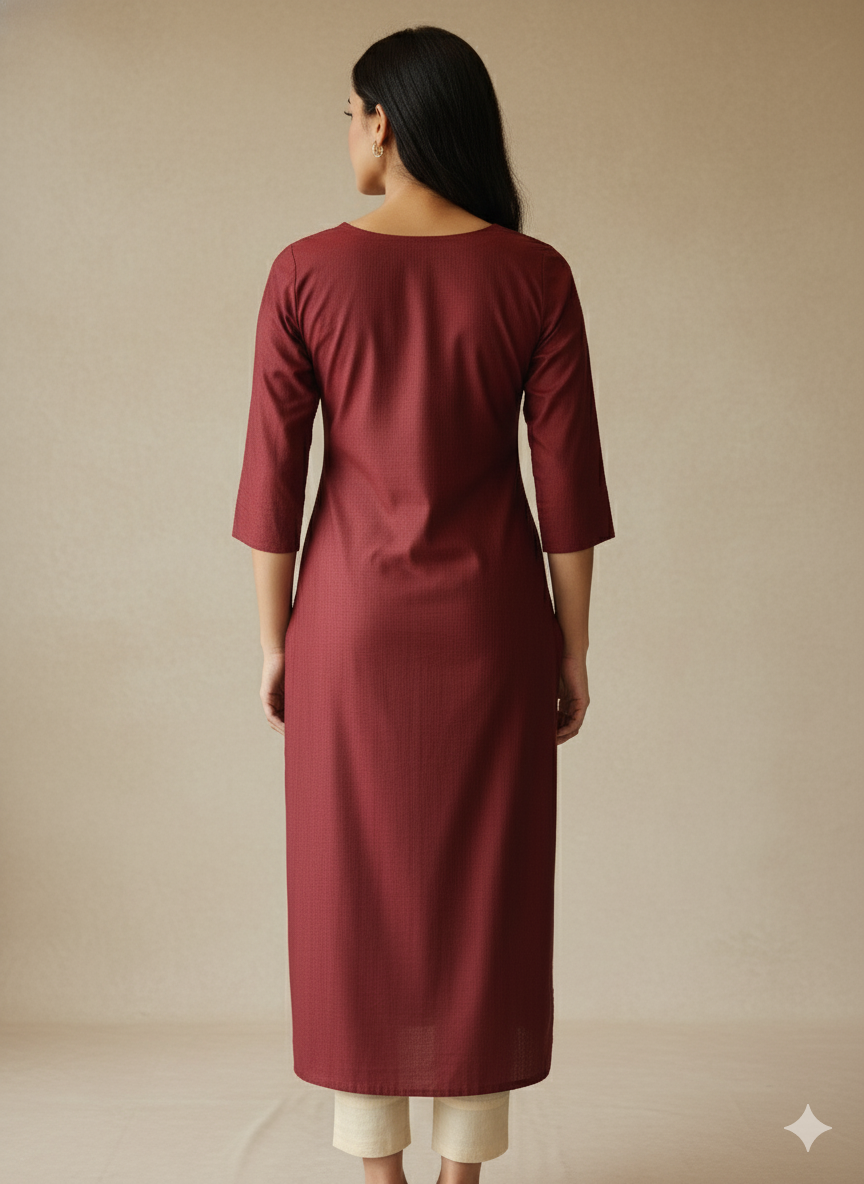 Jerna Silk Solid Straight Kurta