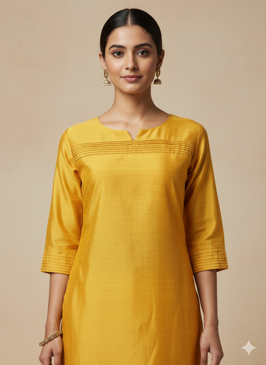 Jerna Silk Solid Straight Kurta