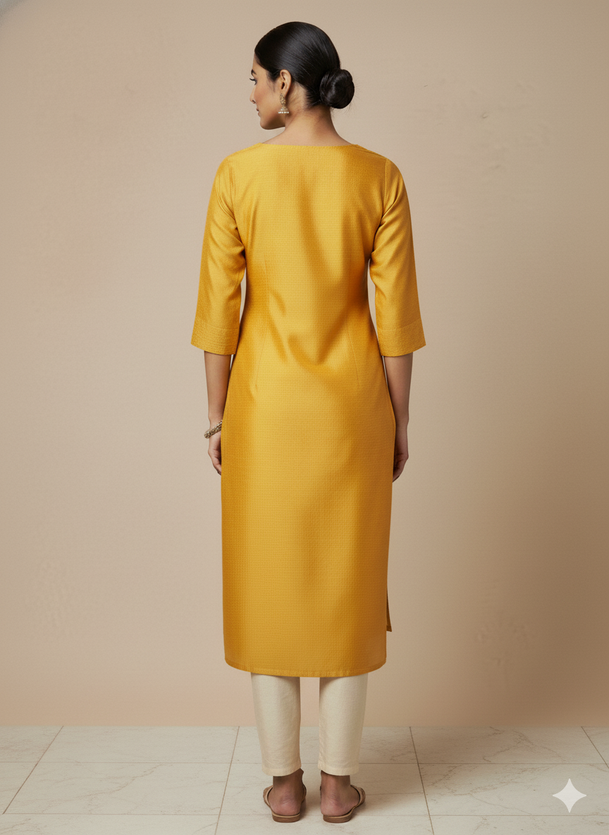 Jerna Silk Solid Straight Kurta